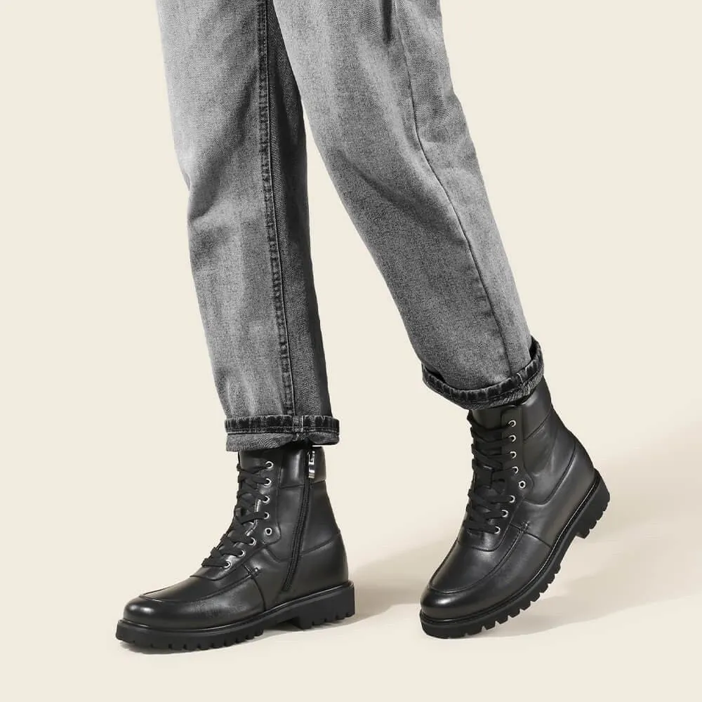 8 CM / 3.15 Inches CMR CHAMARIPA Height Increasing Shoes - Men's Black Casual Elevator Boots