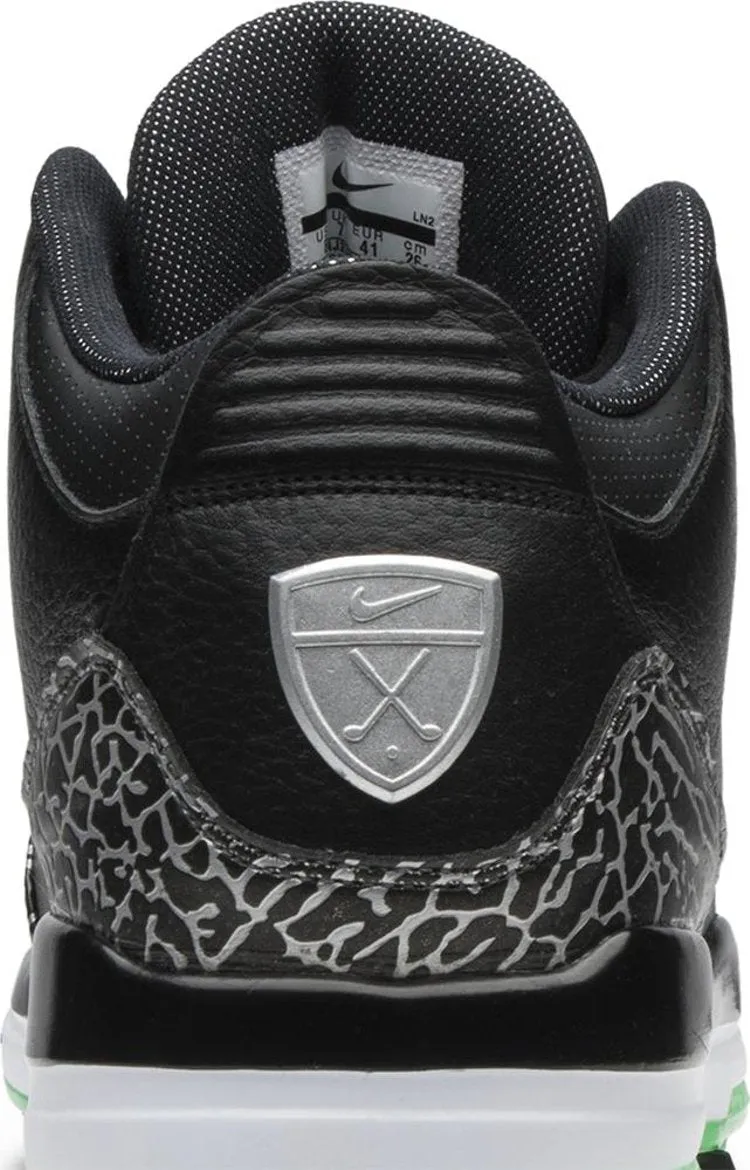 Air Jordan 3 Retro Golf Green Glow Sneakers, Black