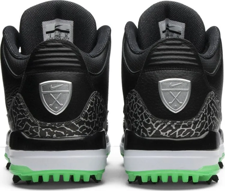 Air Jordan 3 Retro Golf Green Glow Sneakers, Black