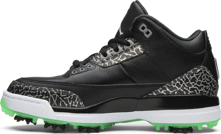 Air Jordan 3 Retro Golf Green Glow Sneakers, Black