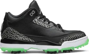 Air Jordan 3 Retro Golf Green Glow Sneakers, Black