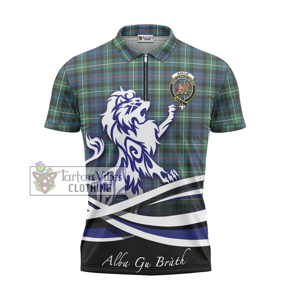 Baillie Ancient Tartan Zipper Polo Shirt with Alba Gu Brath Regal Lion Emblem