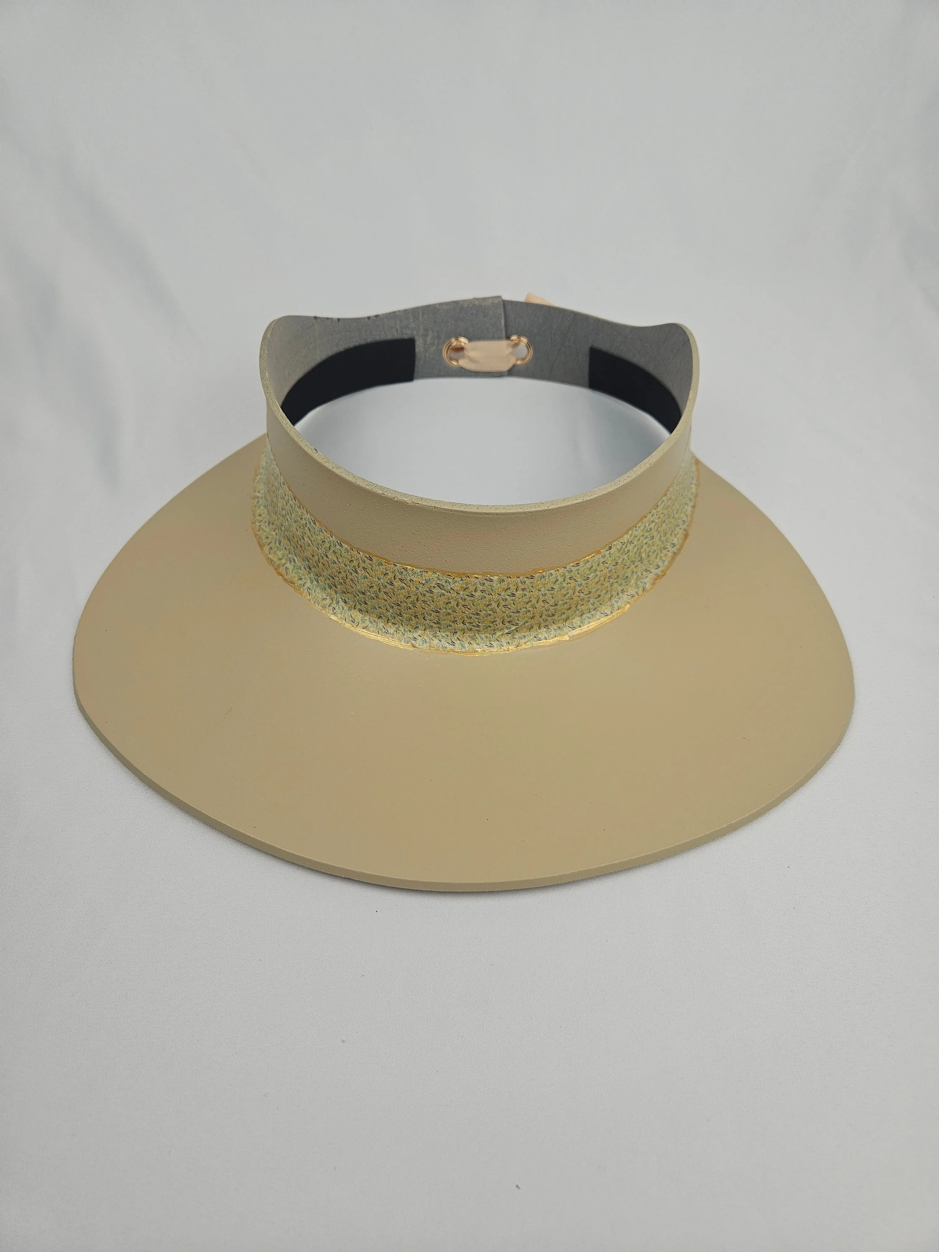Beige "LadyEVA" Visor Hat with Delicate Floral Band