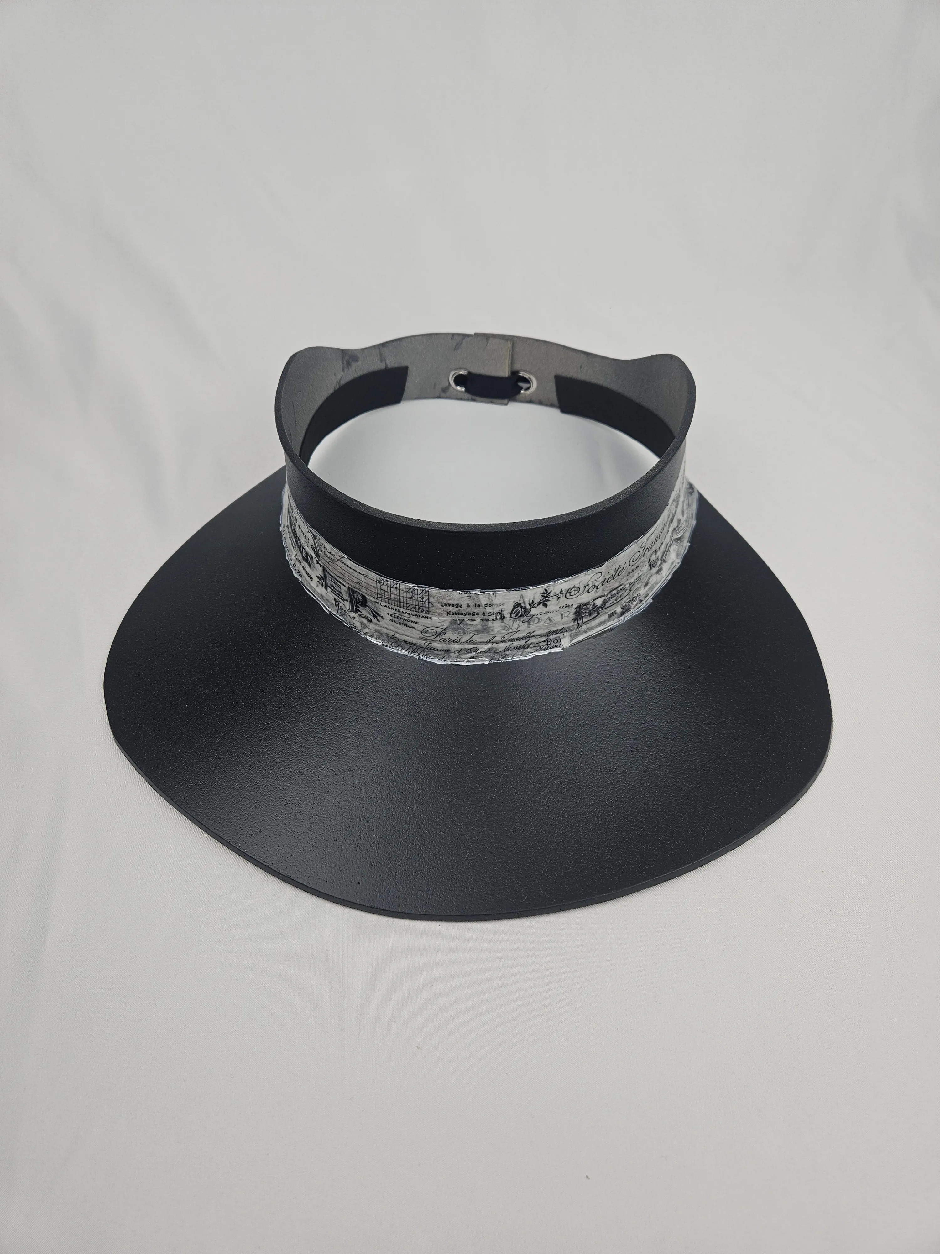 Black "LadyEVA" Visor Hat with Cute French Themed Band