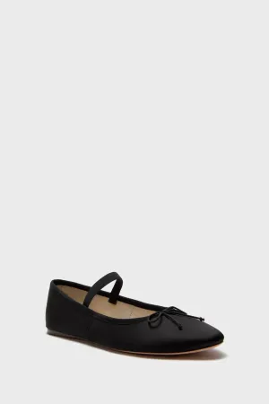 Black Satin Leonie Soft Ballet Flats