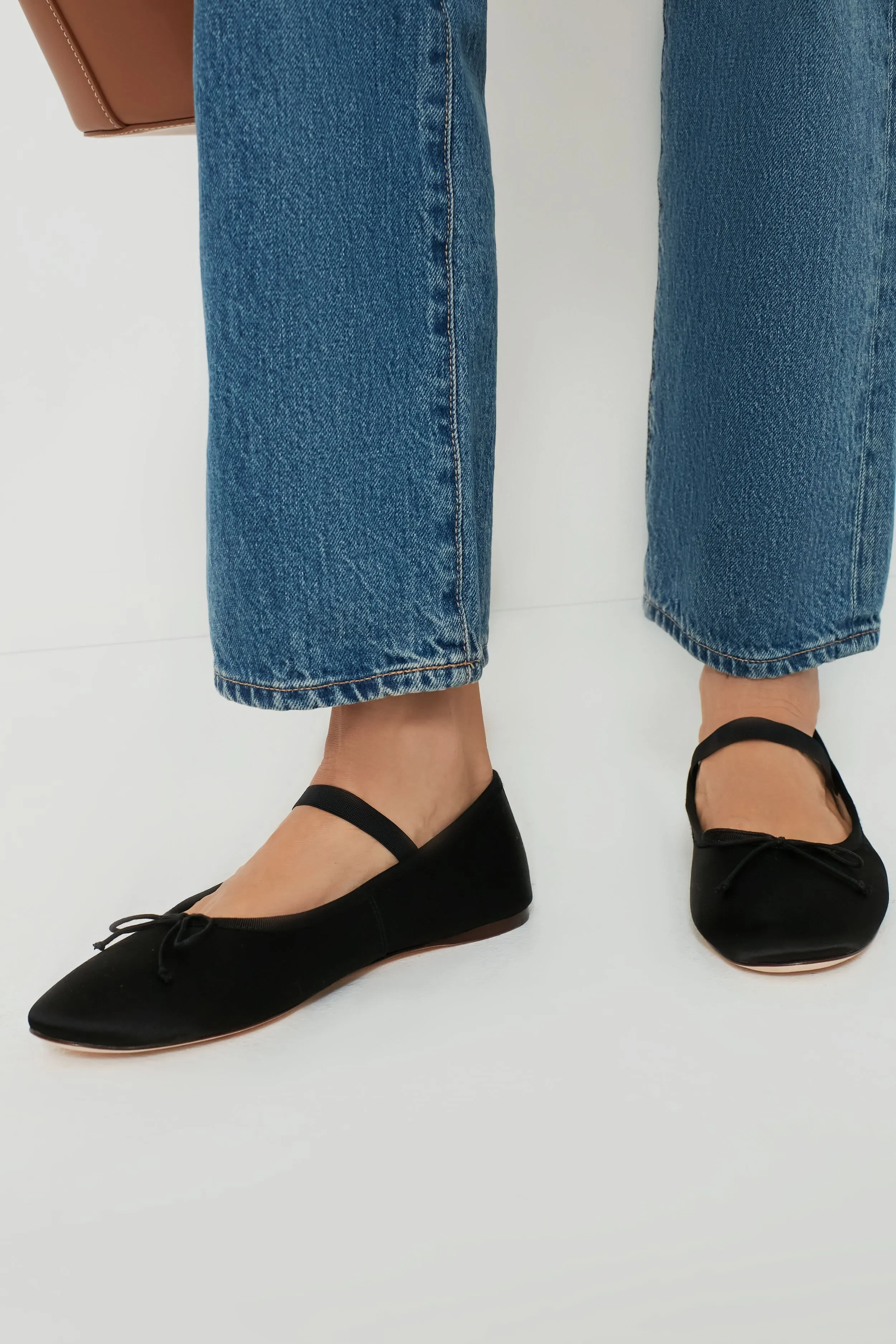 Black Satin Leonie Soft Ballet Flats
