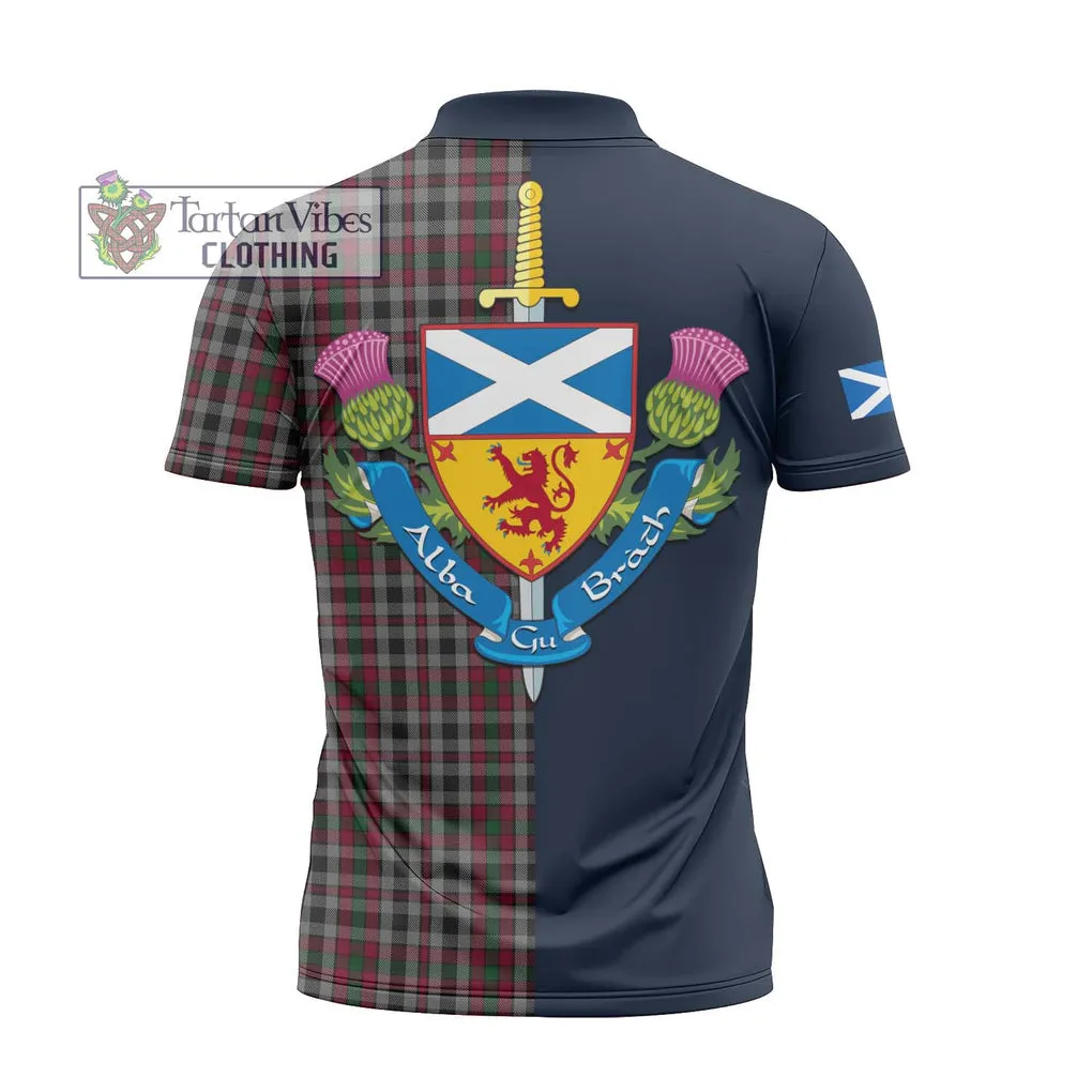 Borthwick Tartan Zipper Polo Shirt Alba with Scottish Lion Royal Arm Half Style