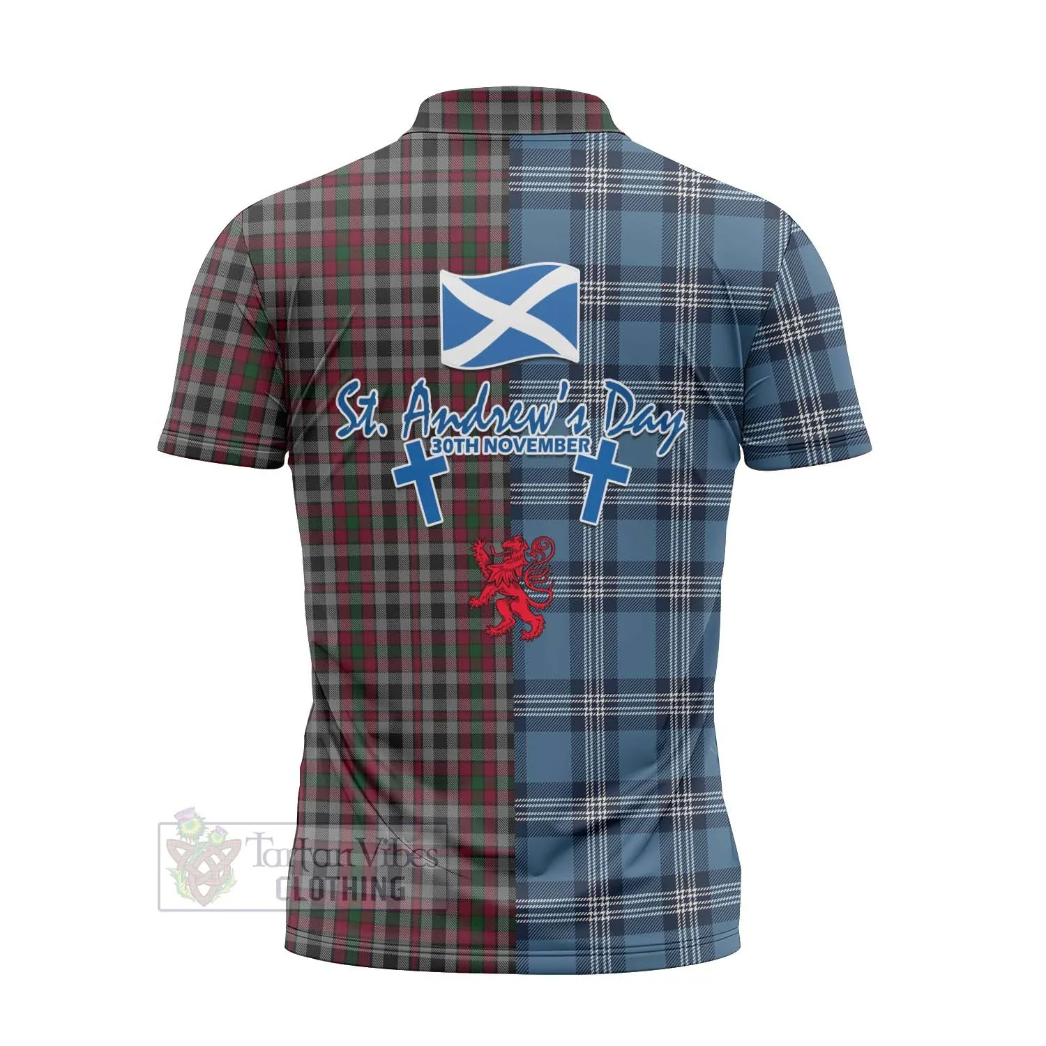 Borthwick Tartan Zipper Polo Shirt Happy St. Andrew's Day Half Tartan Style