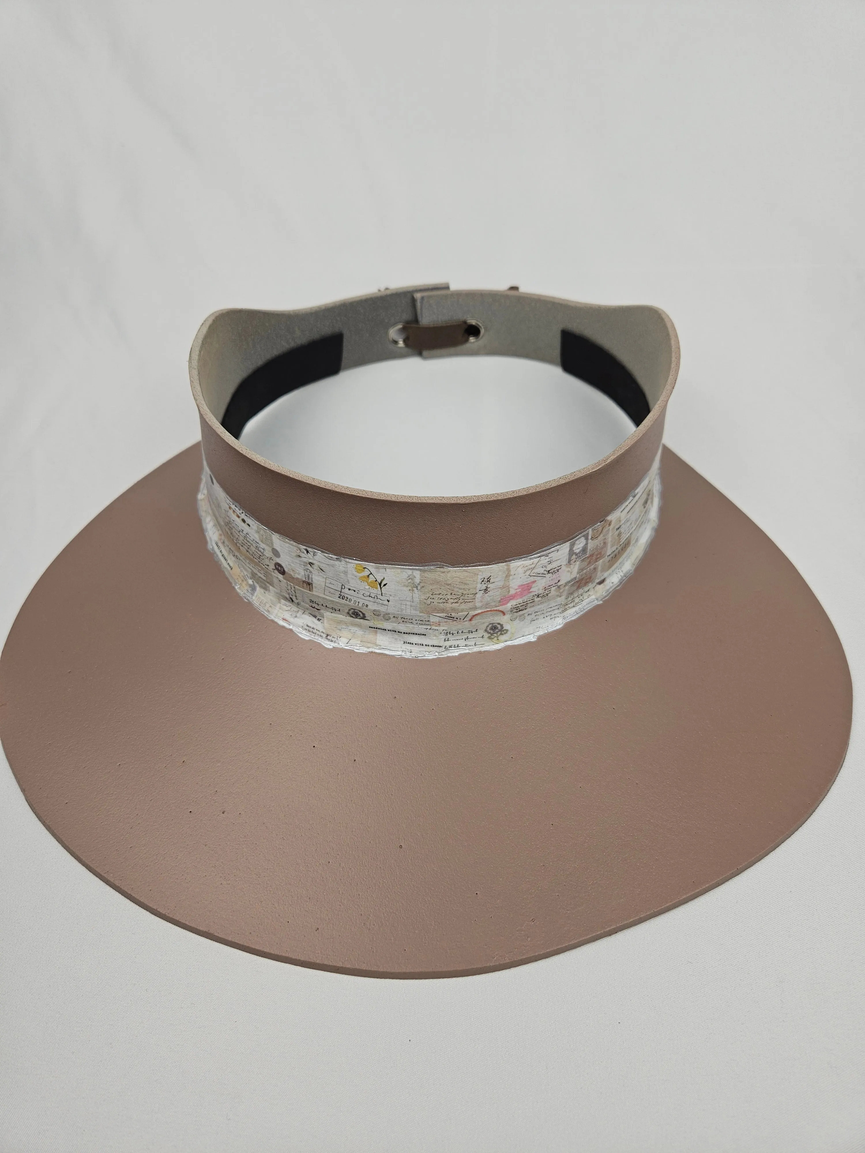 Brown "LadyEVA" Visor Hat with Botanical Themed Band