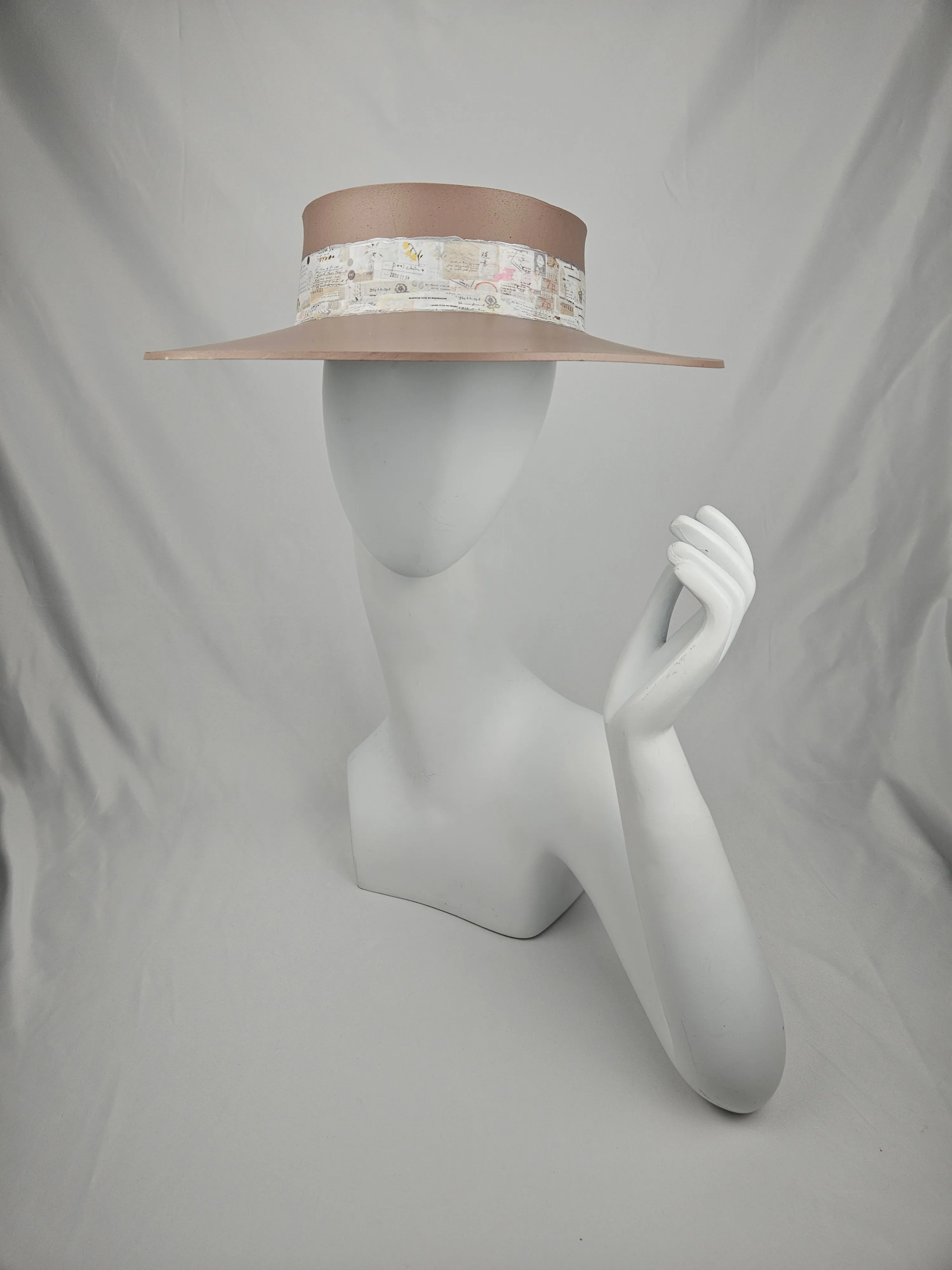 Brown "LadyEVA" Visor Hat with Botanical Themed Band
