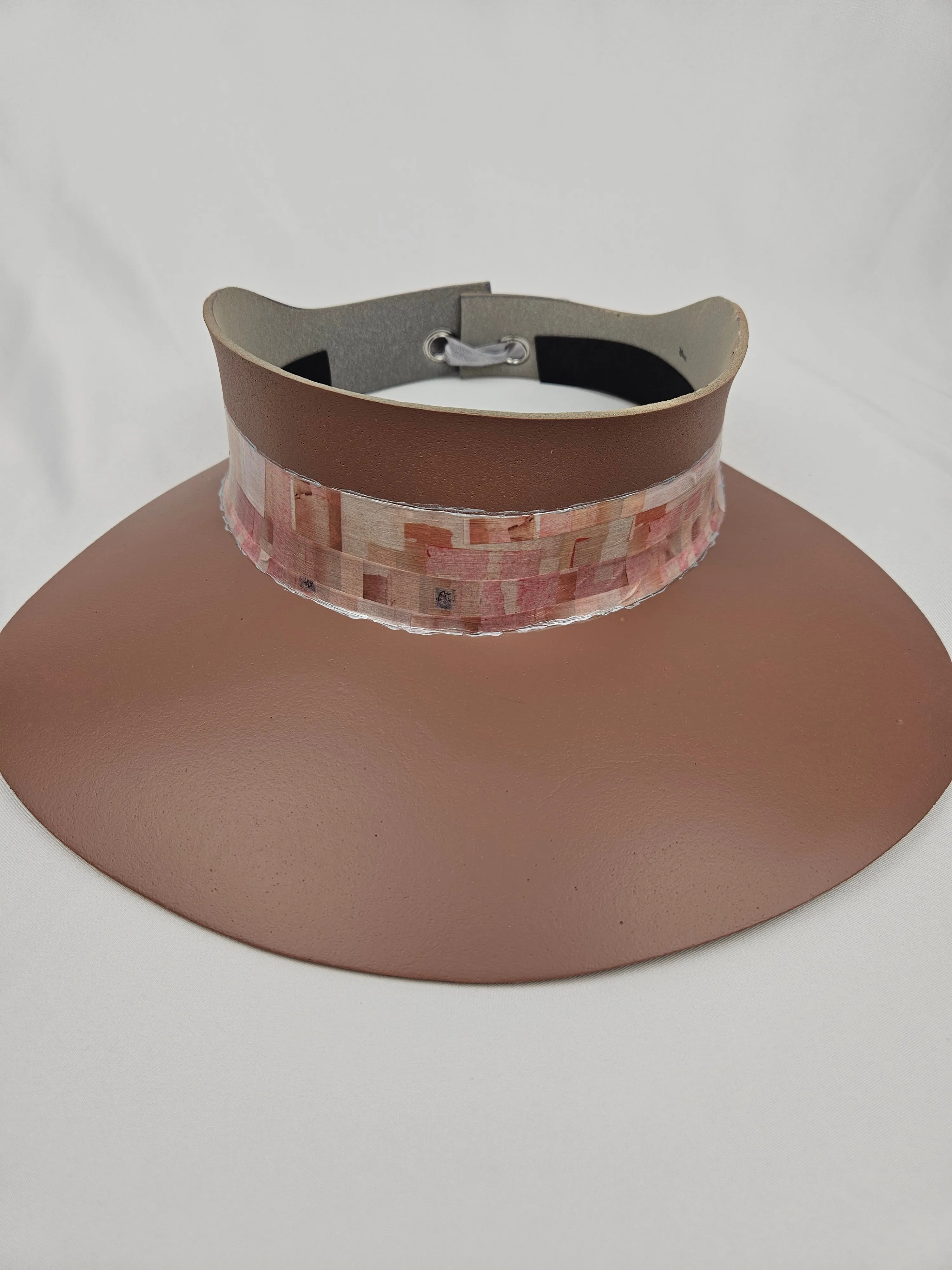 Brown "LadyEVA" Visor Hat with Pink Geometric Band