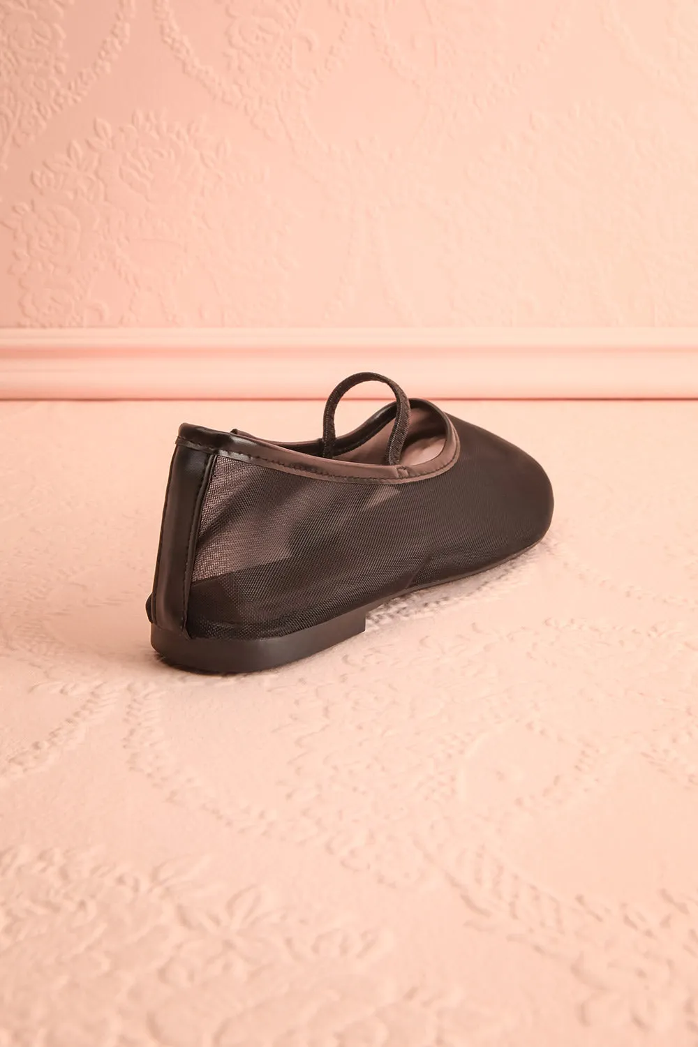Cardee Black | Mesh Ballet Flats w/ Elastic Strap