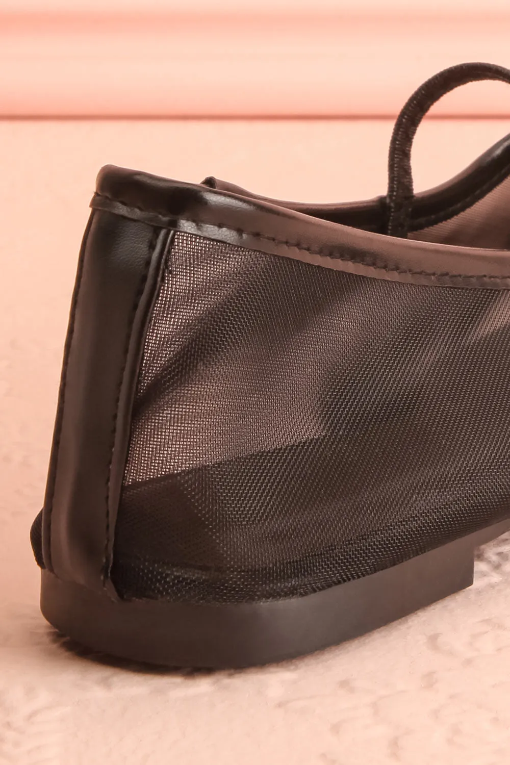 Cardee Black | Mesh Ballet Flats w/ Elastic Strap