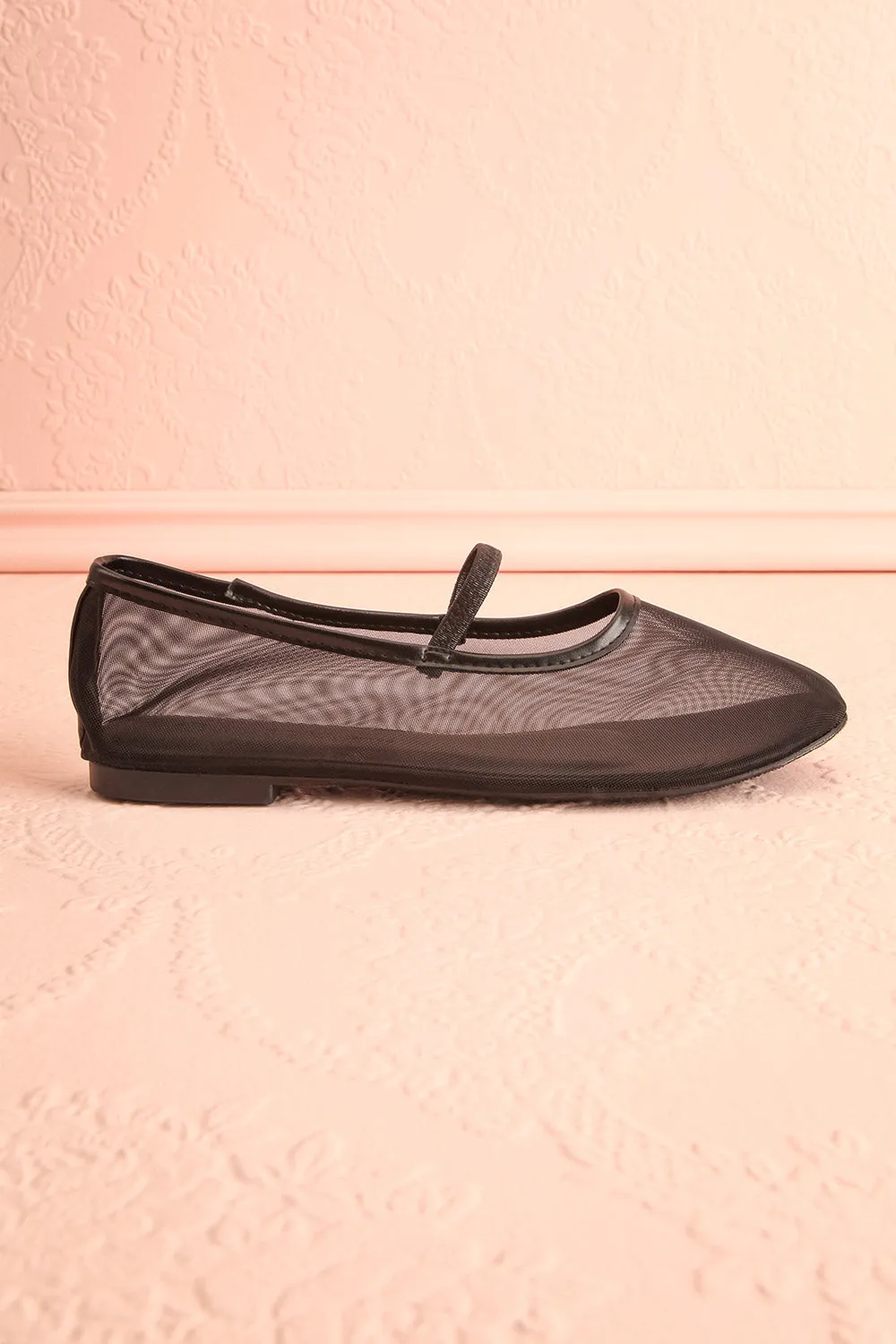 Cardee Black | Mesh Ballet Flats w/ Elastic Strap