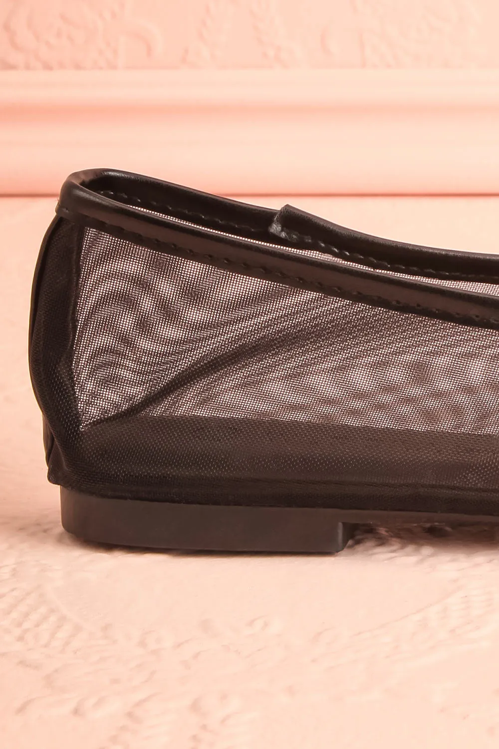 Cardee Black | Mesh Ballet Flats w/ Elastic Strap