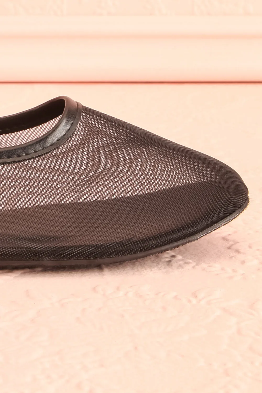 Cardee Black | Mesh Ballet Flats w/ Elastic Strap