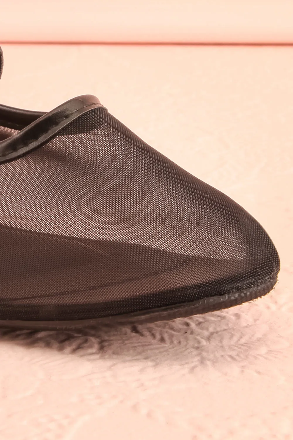 Cardee Black | Mesh Ballet Flats w/ Elastic Strap