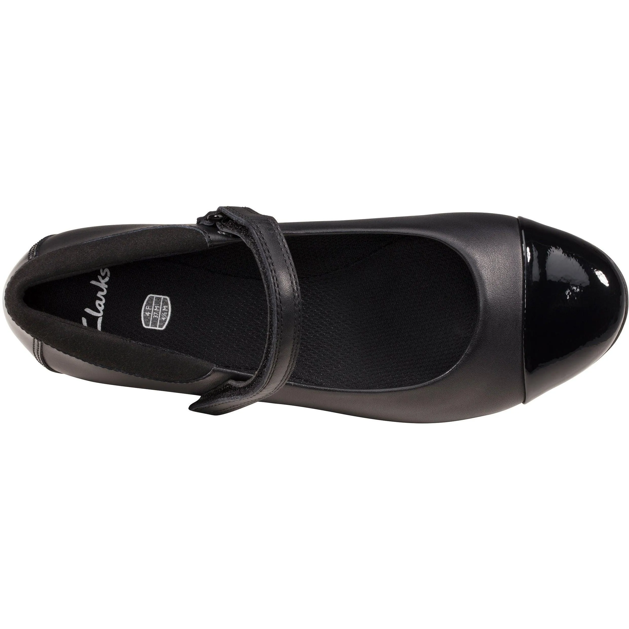 Clarks Girls School Shoe Scala Gem Y Black Leather