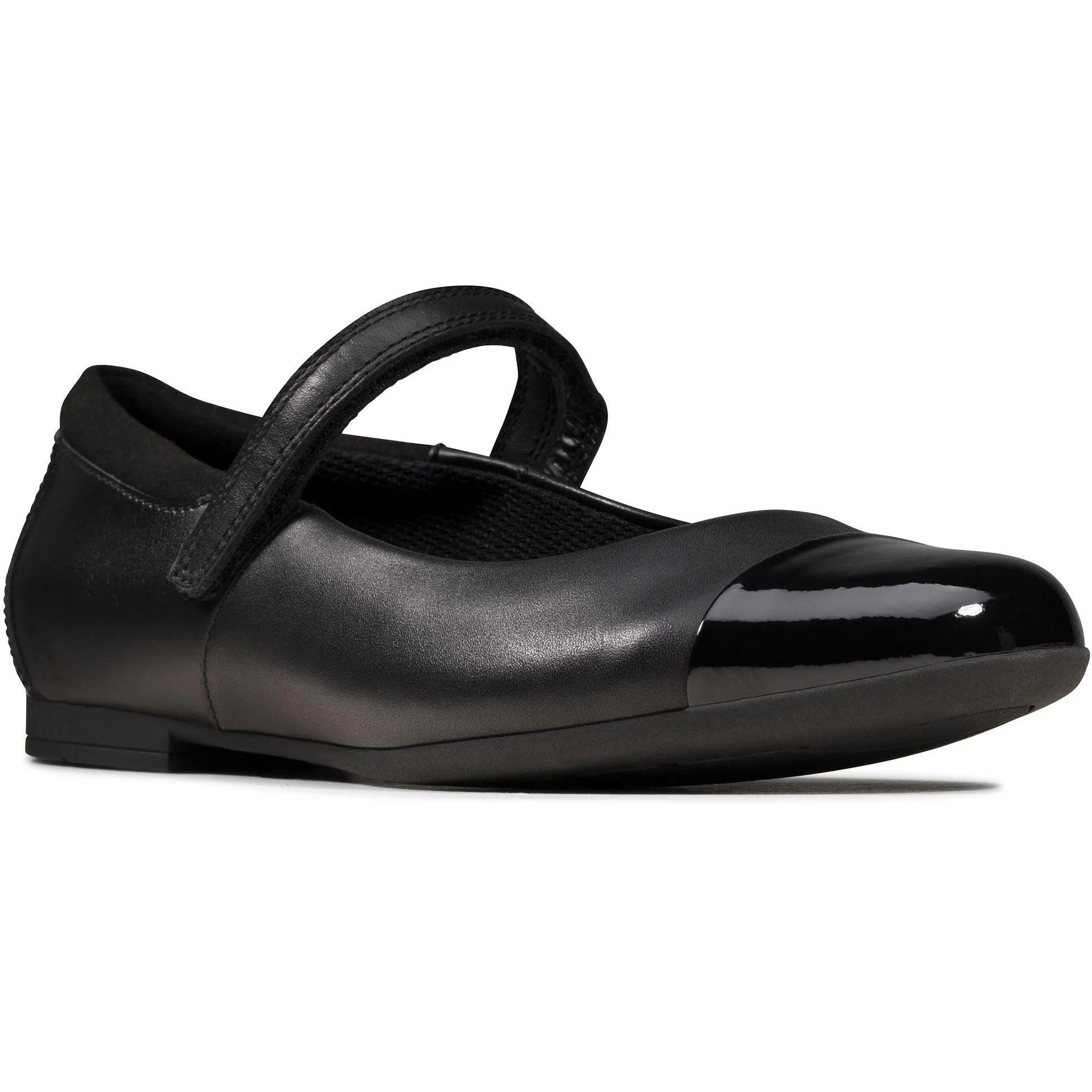 Clarks Girls School Shoe Scala Gem Y Black Leather