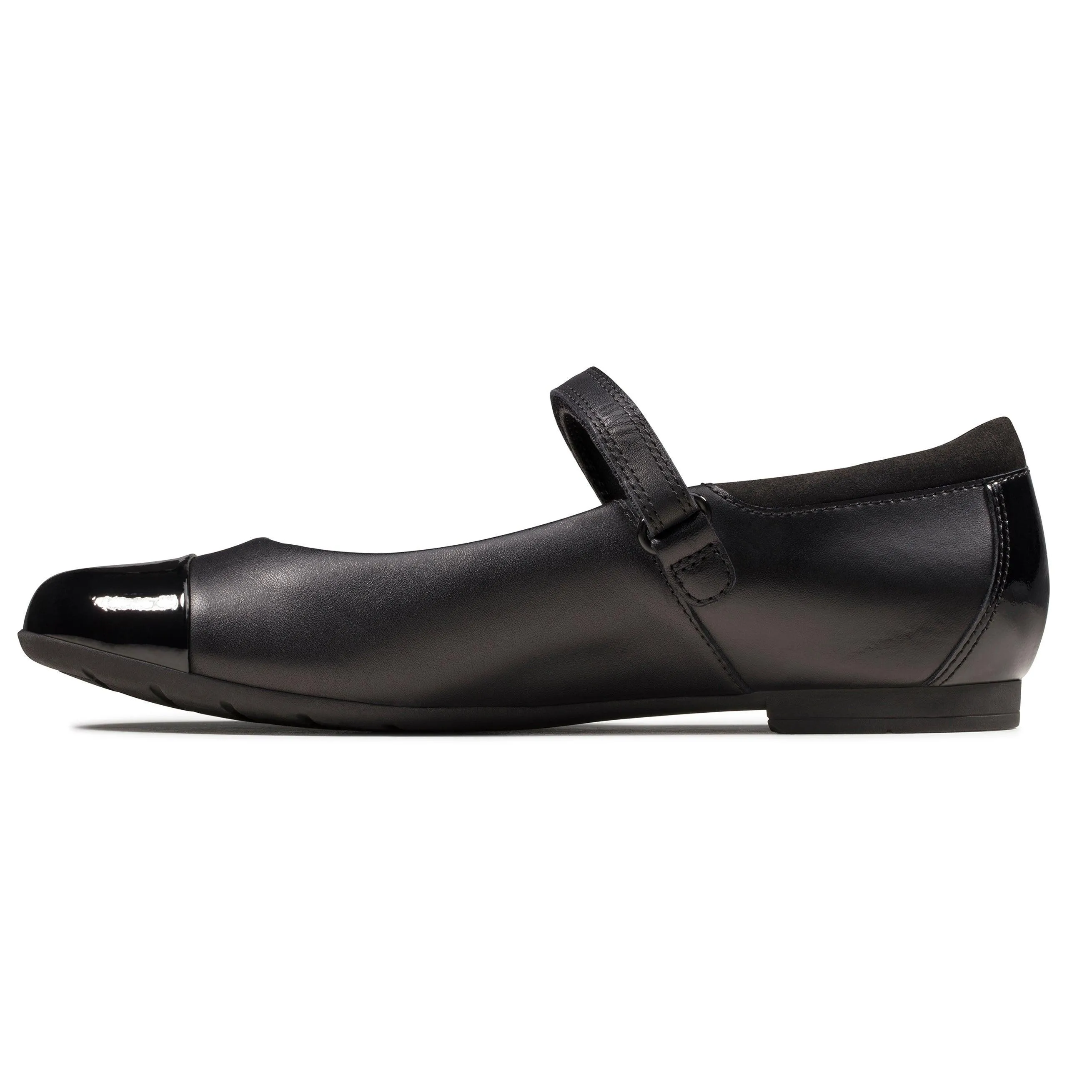 Clarks Girls School Shoe Scala Gem Y Black Leather