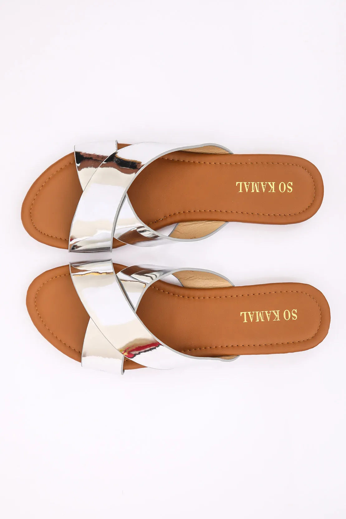 Criss-Cross Dazzling Flats - Silver