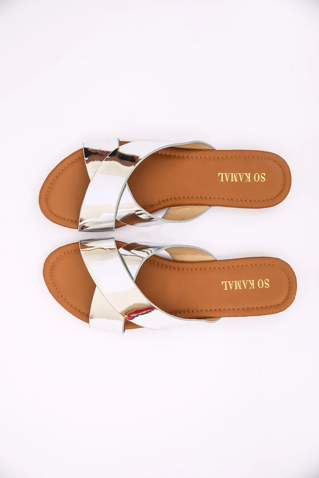 Criss-Cross Dazzling Flats - Silver