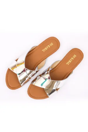 Criss-Cross Dazzling Flats - Silver