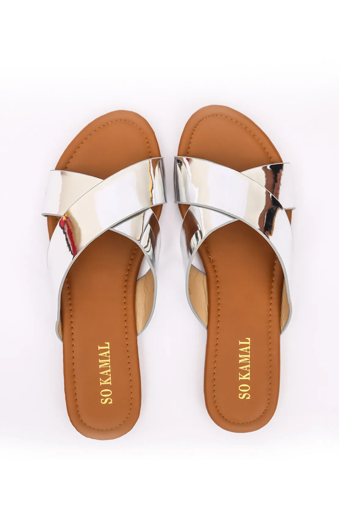 Criss-Cross Dazzling Flats - Silver