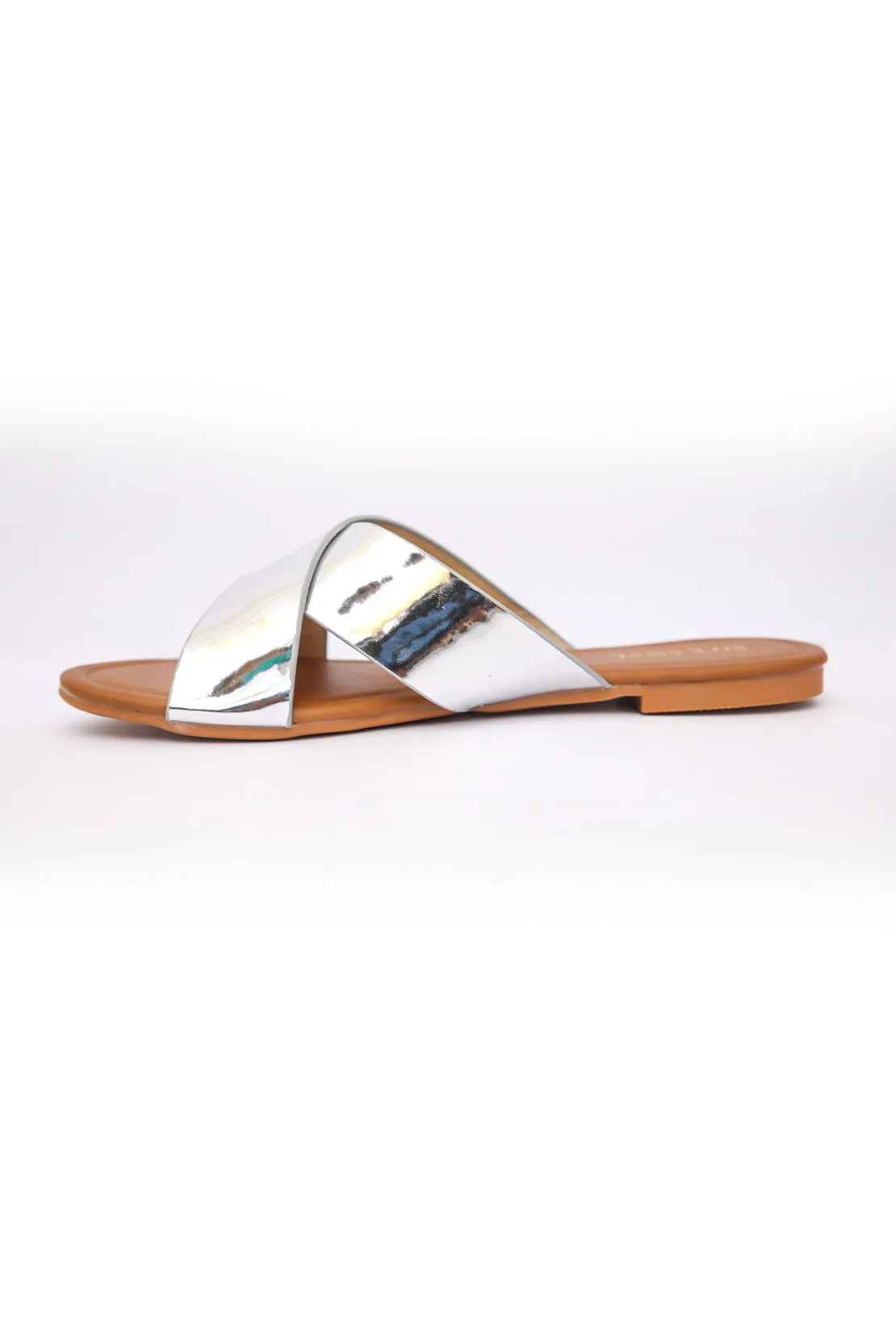 Criss-Cross Dazzling Flats - Silver