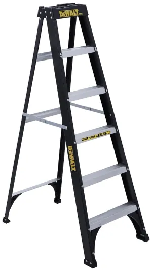 DeWALT by Louisville DXL3110 Series DXL3110-06 Step Ladder, 6 ft H, Type I Duty Rating, Fiberglass, 250 lb, 5-Step :EA: QUANTITY: 1