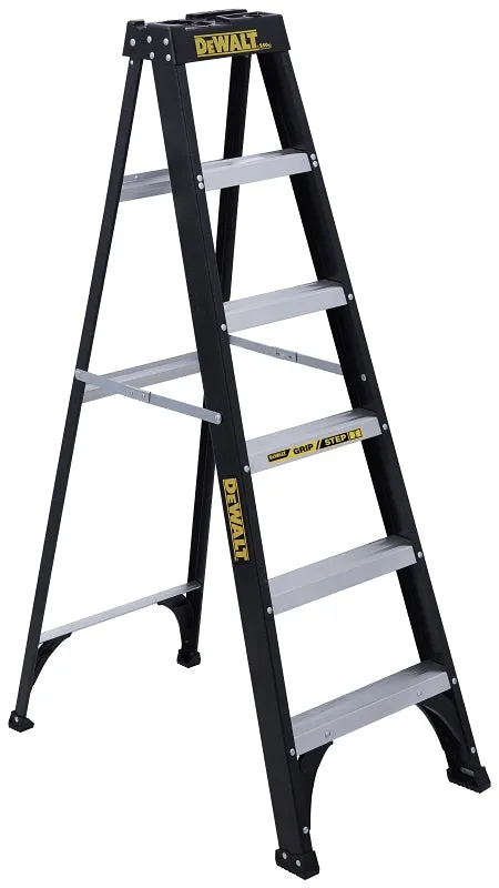DeWALT by Louisville DXL3110 Series DXL3110-06 Step Ladder, 6 ft H, Type I Duty Rating, Fiberglass, 250 lb, 5-Step :EA: QUANTITY: 1