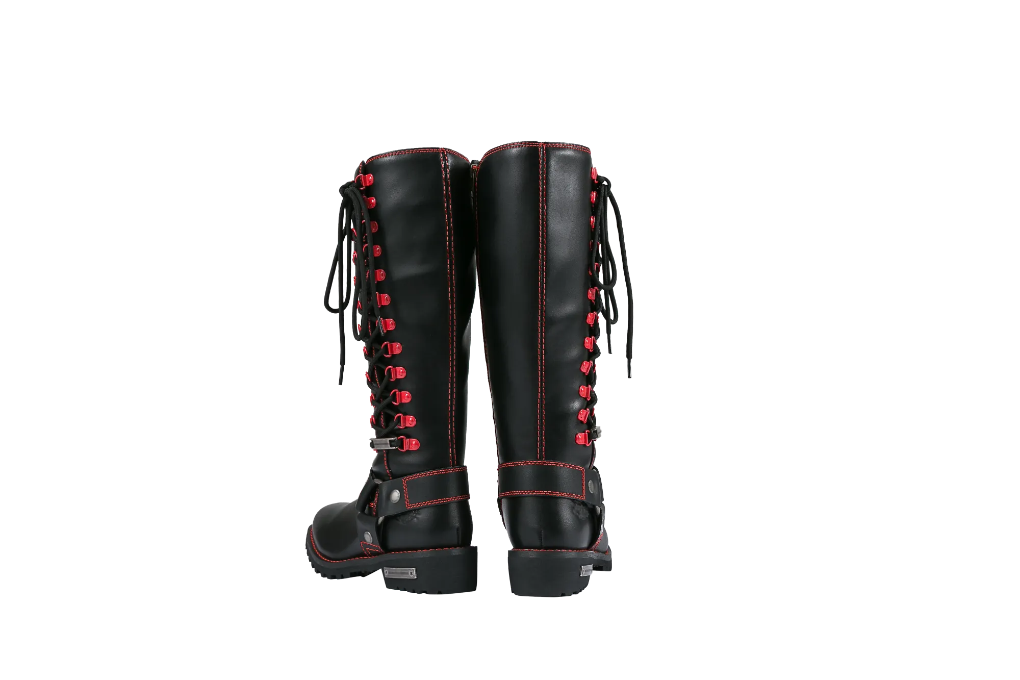 Dream Apparel® Women Biker Long Boots with Red Laces