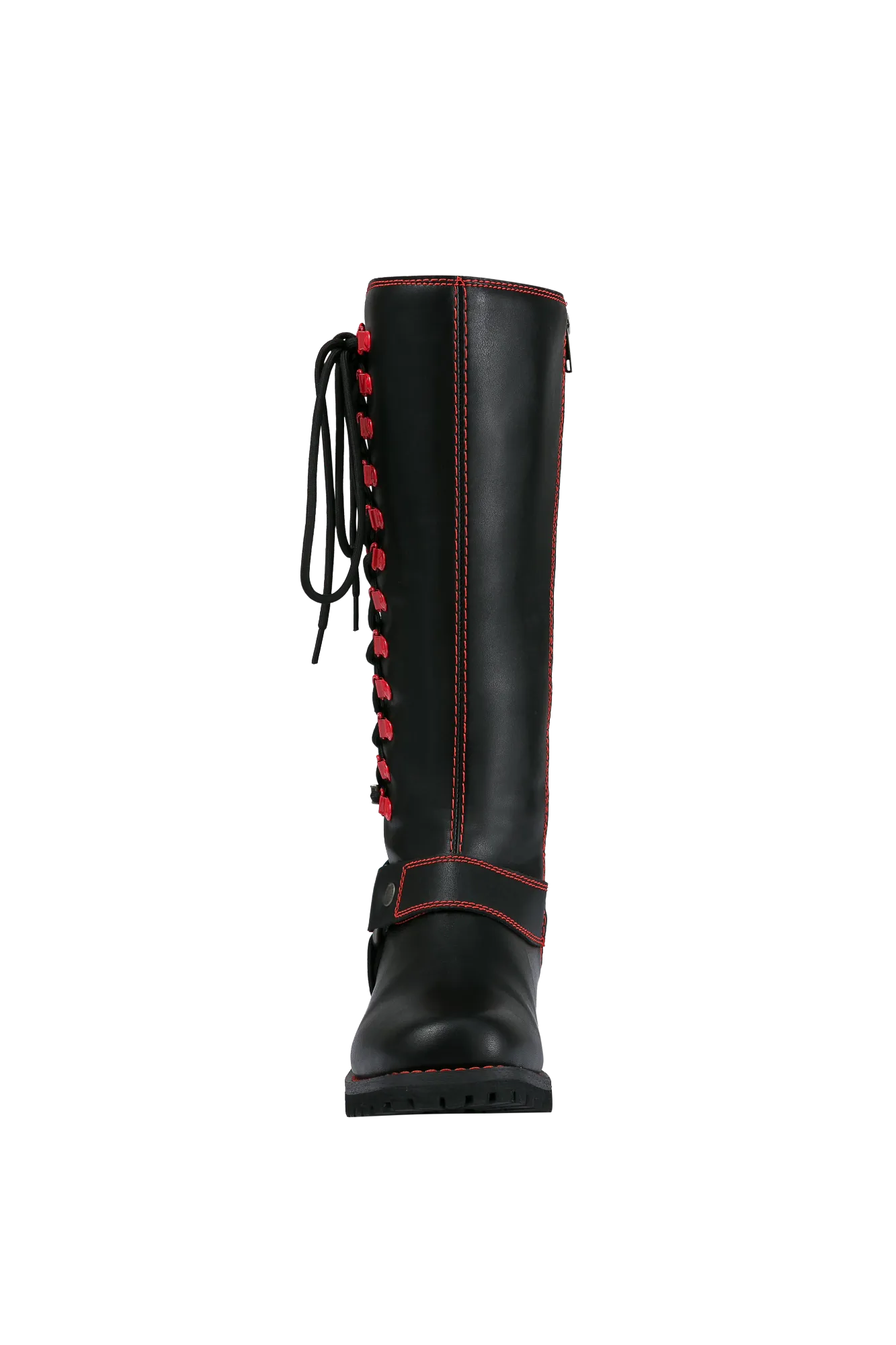 Dream Apparel® Women Biker Long Boots with Red Laces