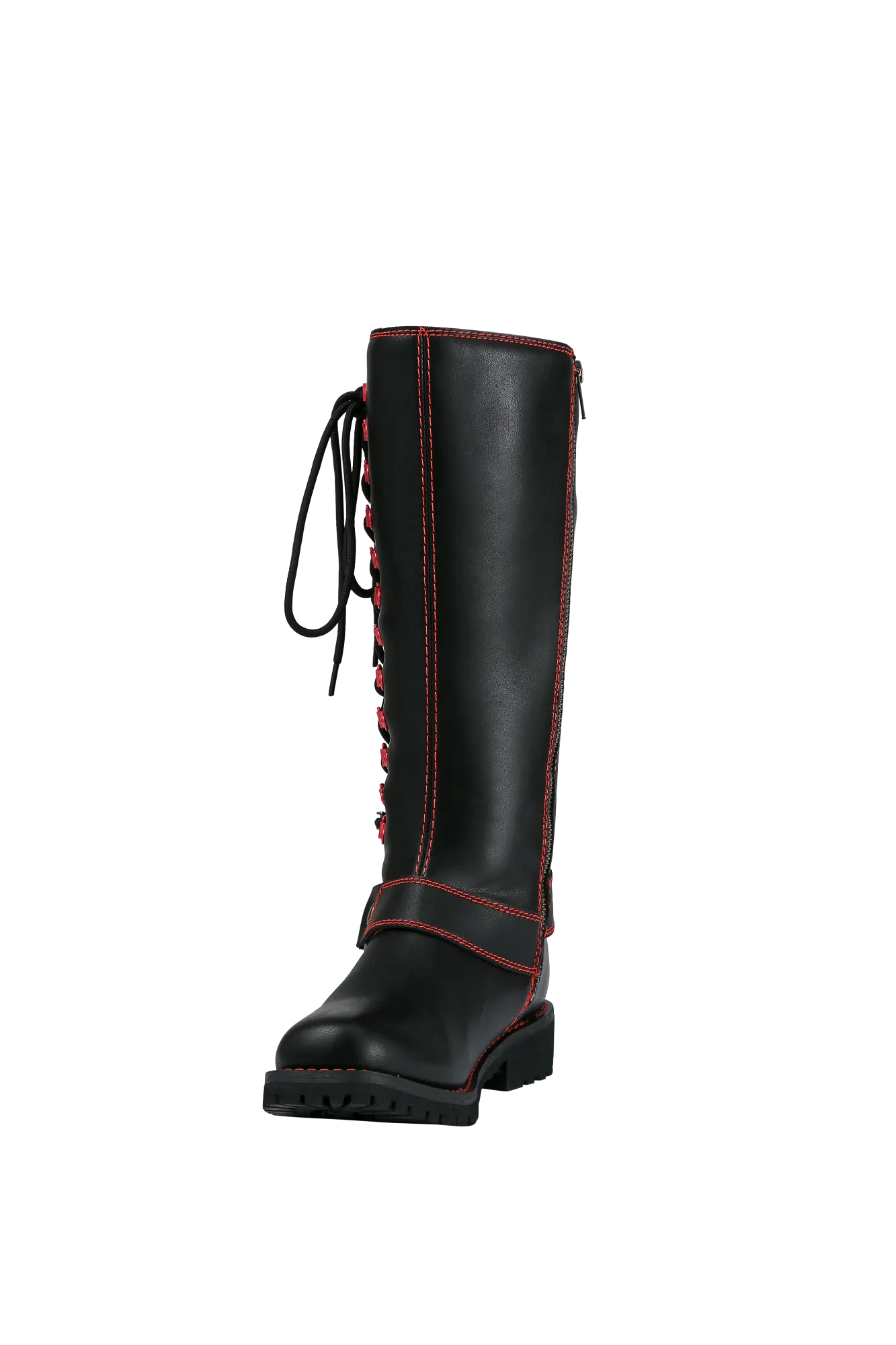 Dream Apparel® Women Biker Long Boots with Red Laces