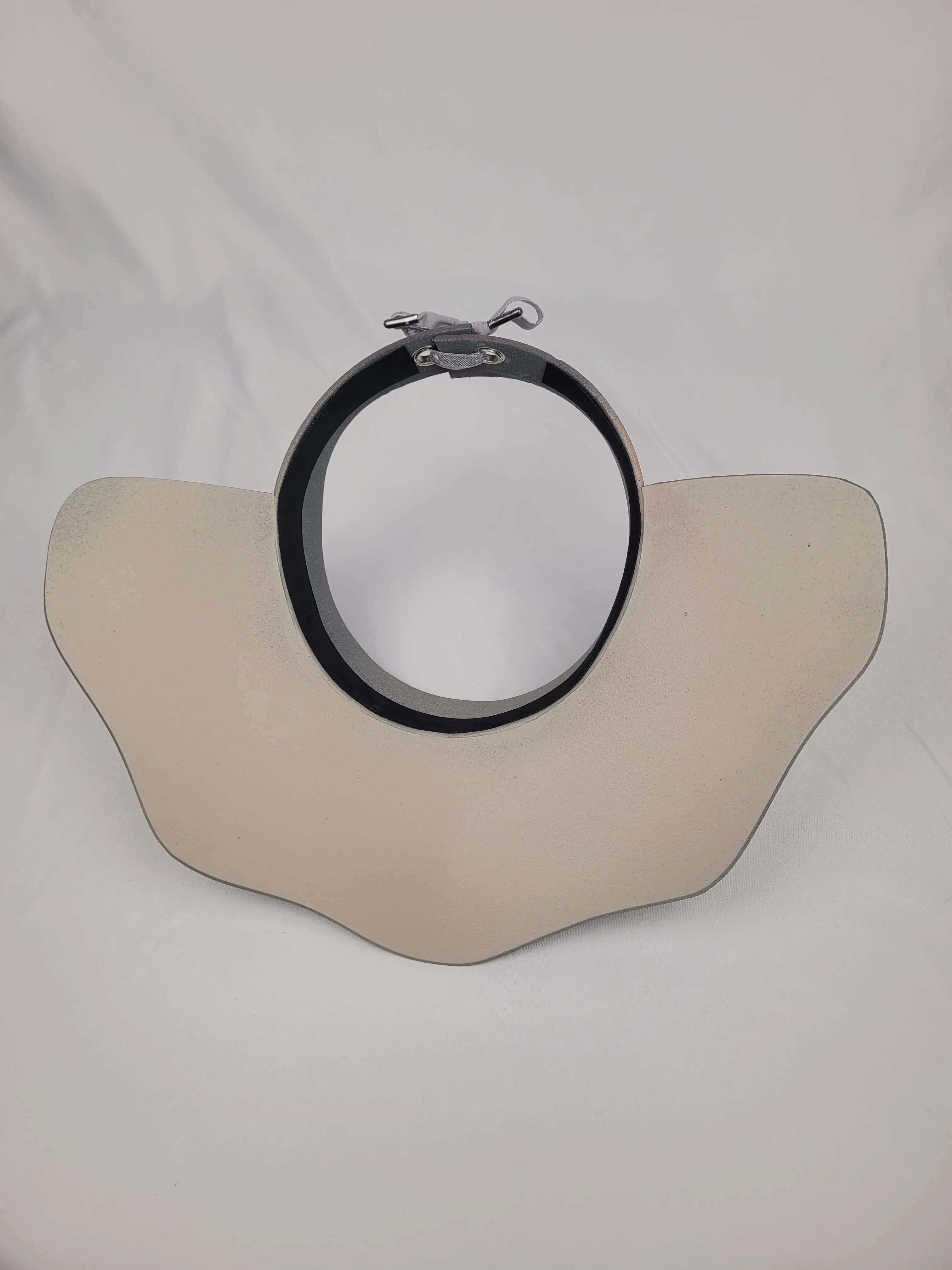 Elegant Darker Taupe Lotus Sun Visor Hat with Classy Burgundy Floral Band and Silver Accents
