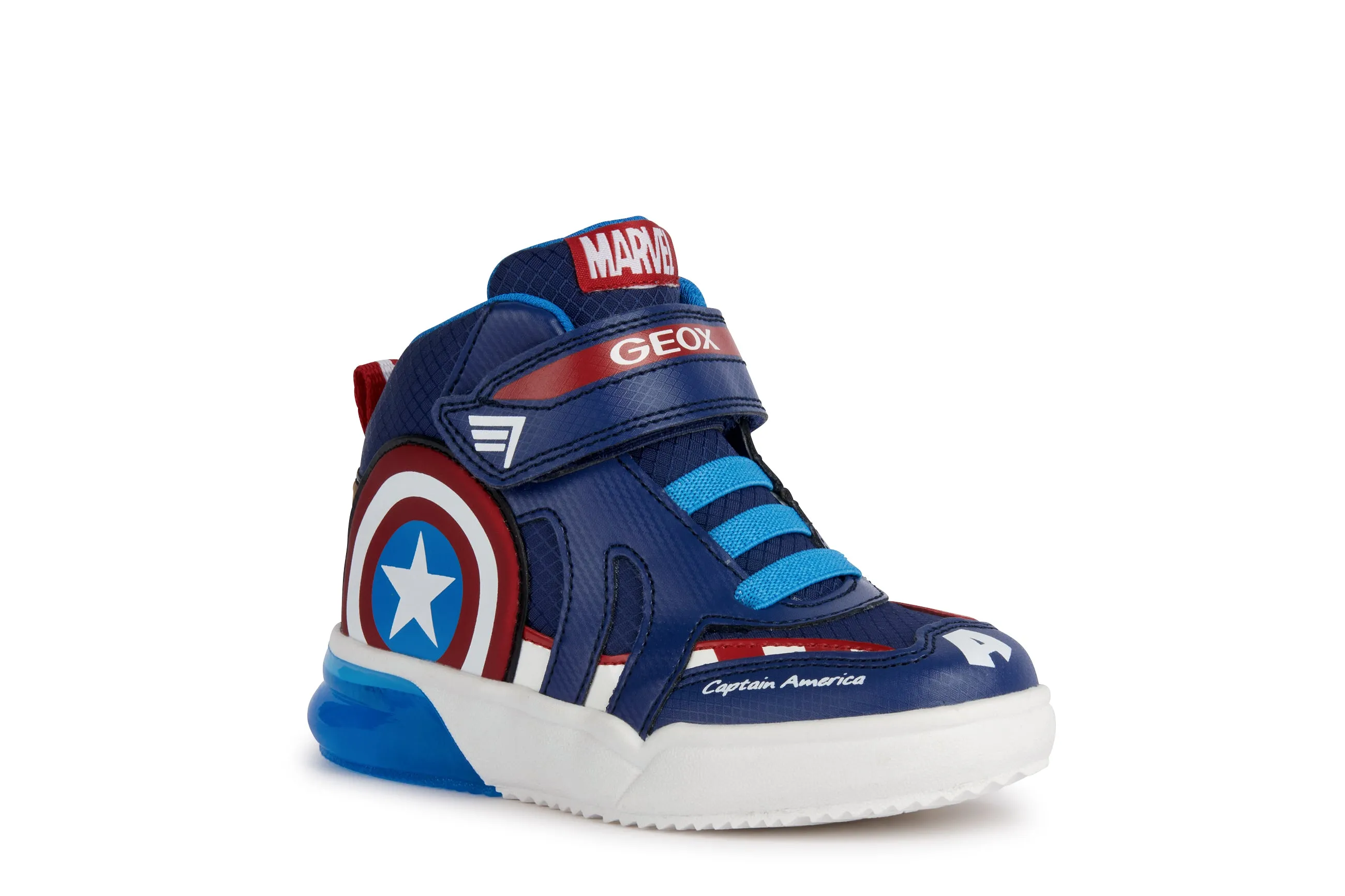 Geox Grayjay Captain America Boys Navy-Red Lights Marvel Boot