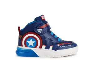 Geox Grayjay Captain America Boys Navy-Red Lights Marvel Boot