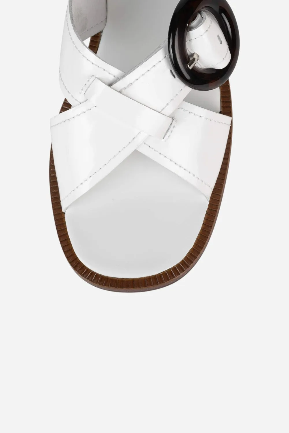 Jeffrey Campbell Glimpse Heeled Sandals in White Box Natural Stack