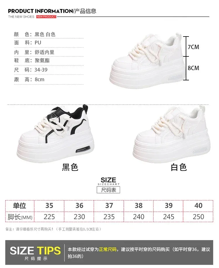 Joskaa 2024 New Big White Platform Sneakers