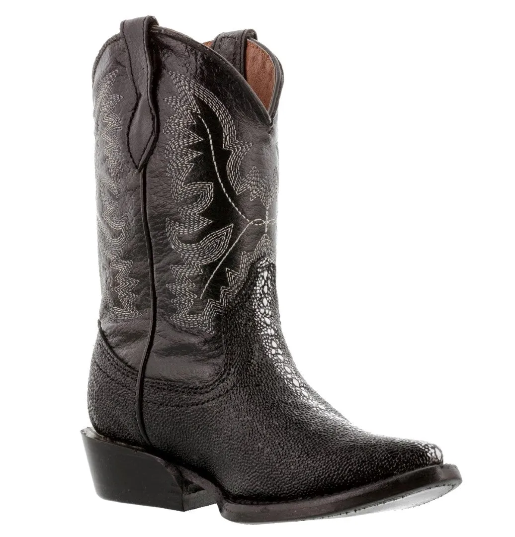 Kids Toddler Black Western Boots Stingray Print J Toe - #205