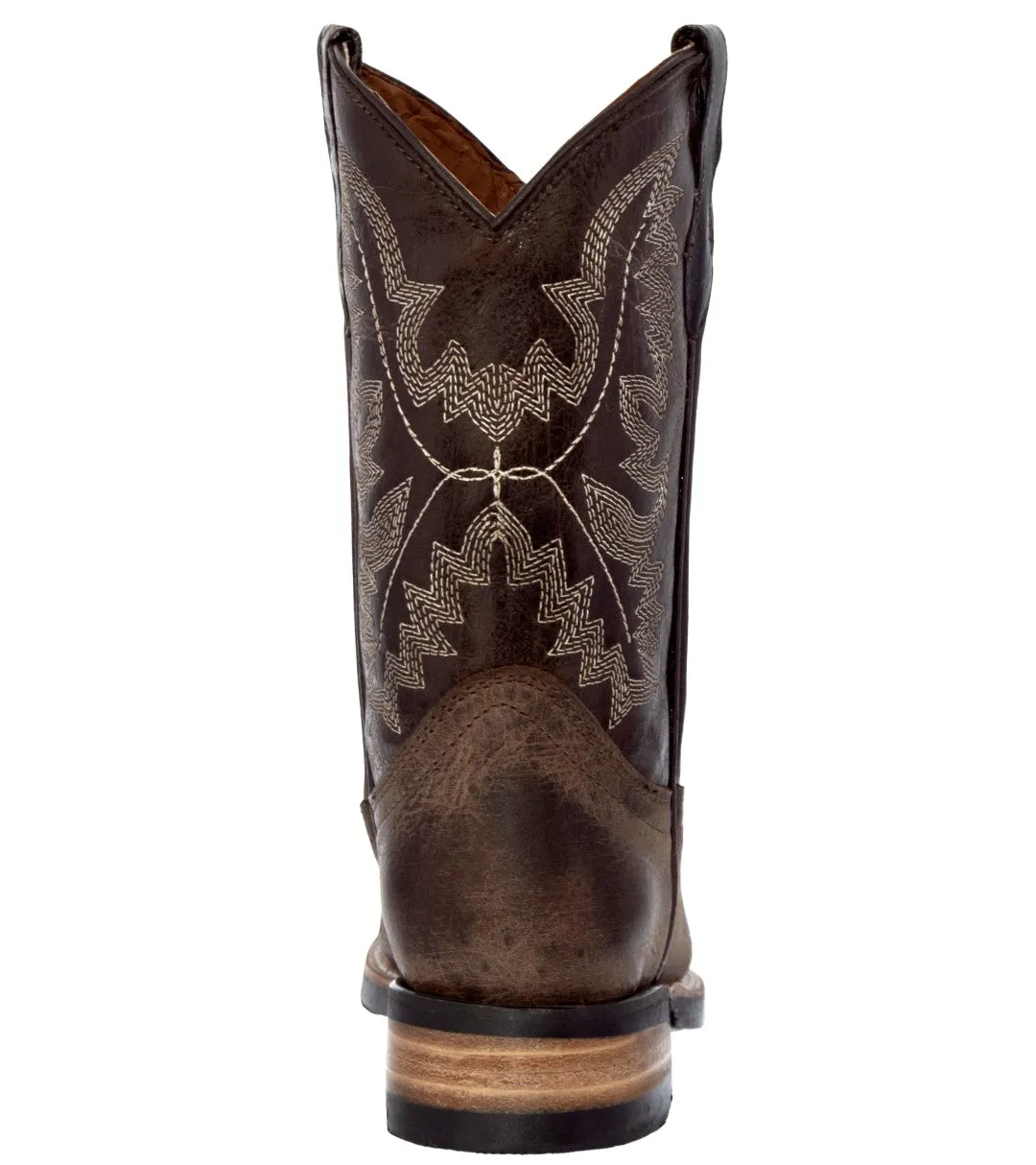 Kids Toddler Western Cowboy Boots Smooth Square Toe Brown - #107