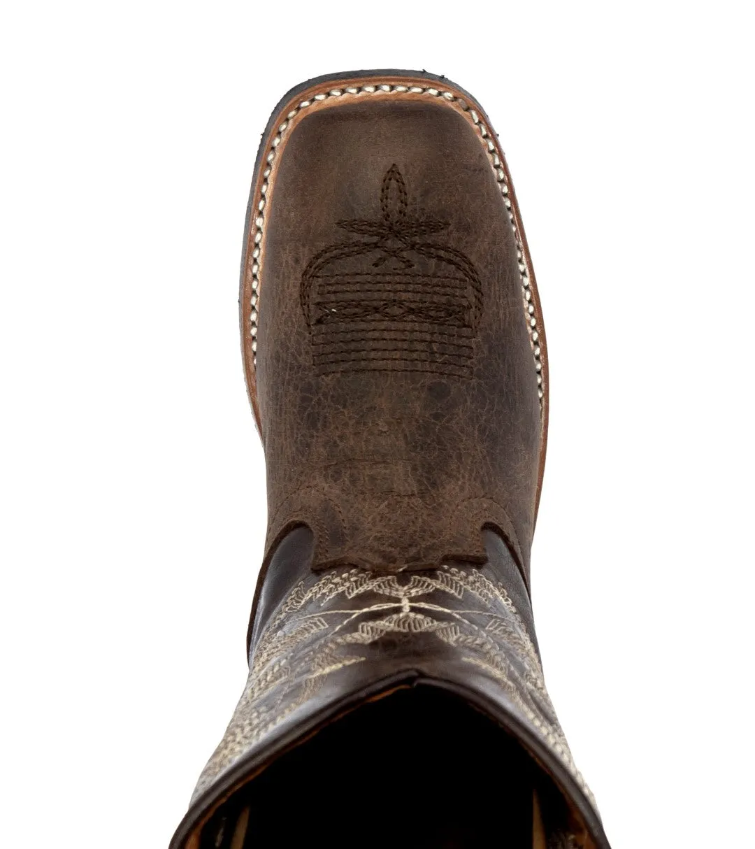 Kids Toddler Western Cowboy Boots Smooth Square Toe Brown - #107