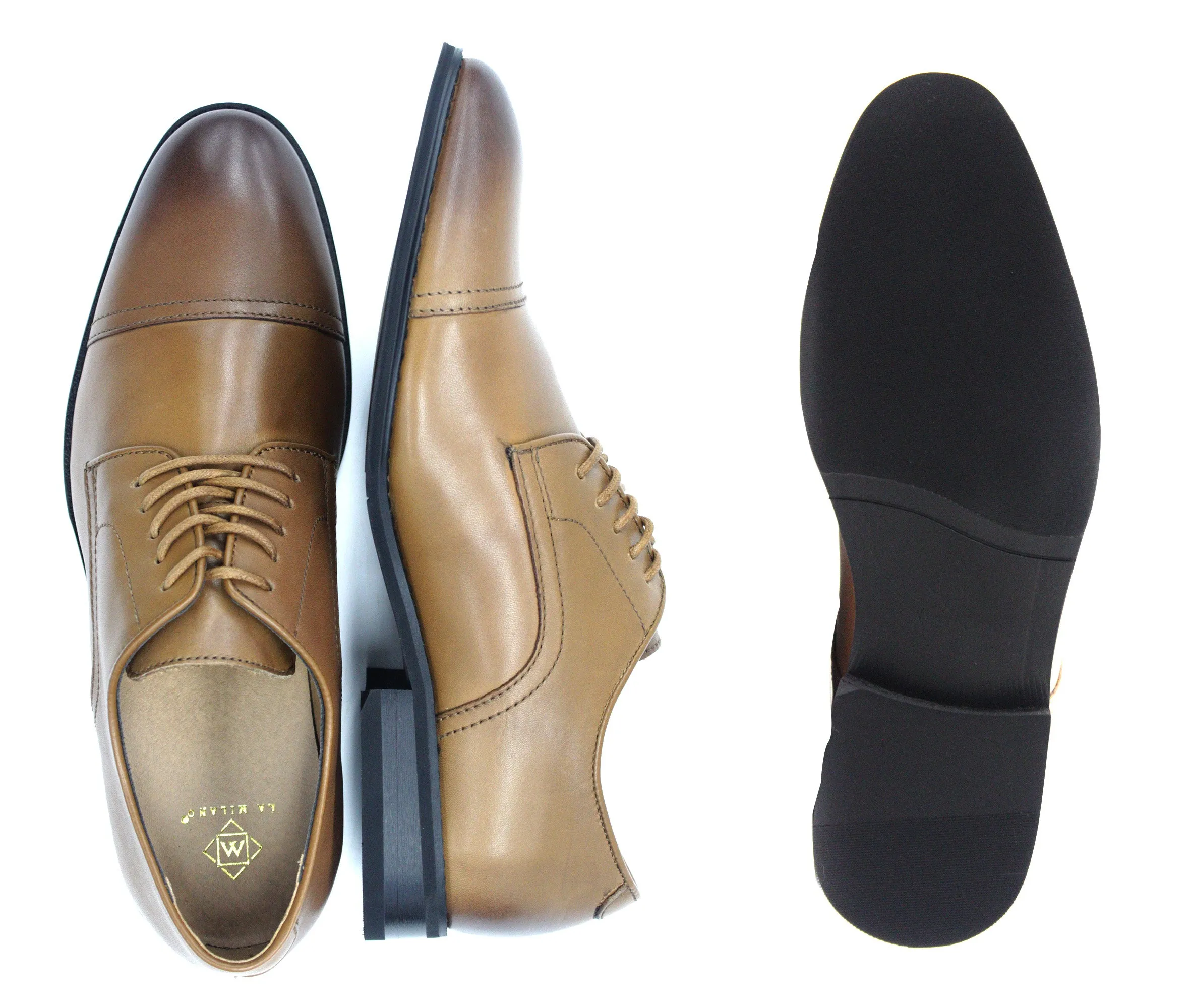 LA MILANO,CAP TOE-LACE UP-SHOES-A11323-COGNAC