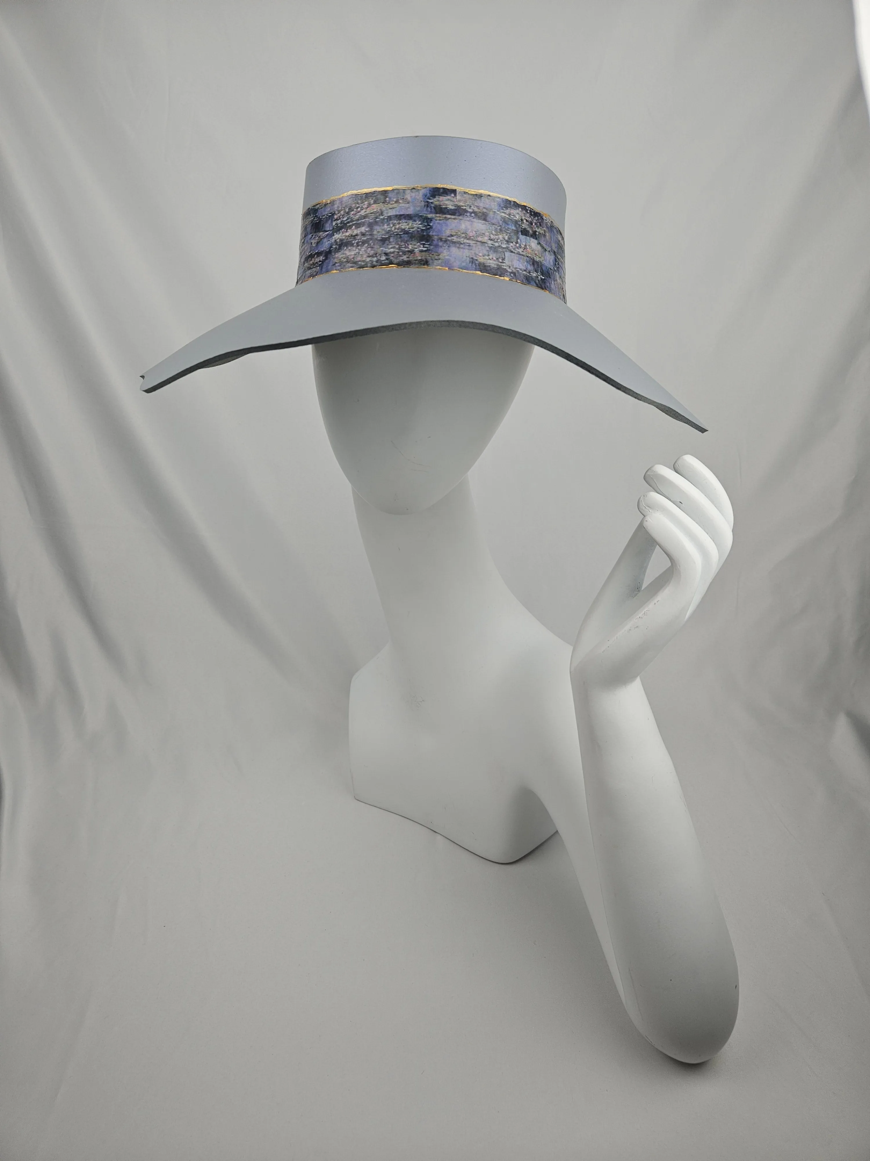 Lavender Tinted Silver Lotus Visor Hat with Monet Style Band