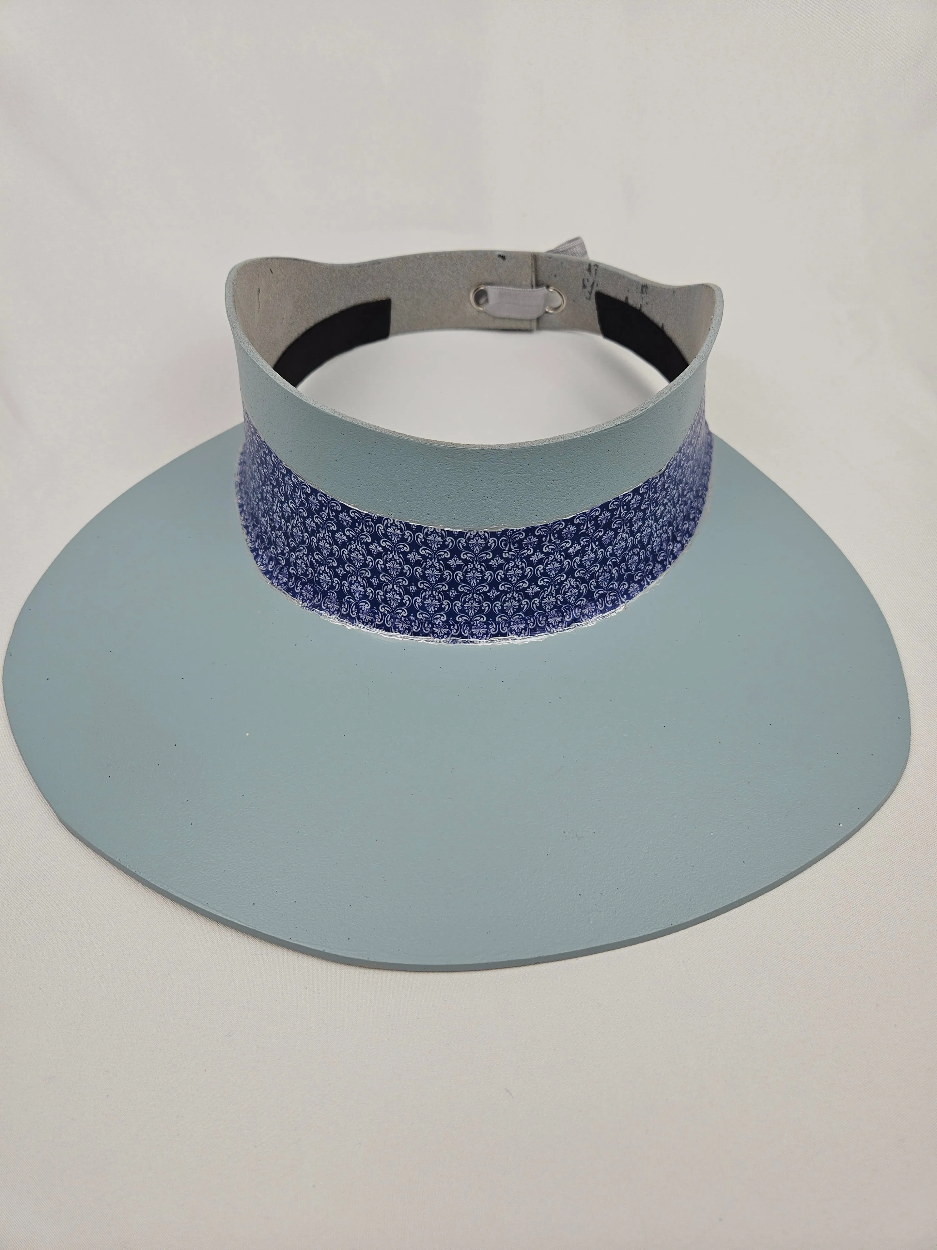 Light Blue "LadyEVA" Visor Hat with Dark Blue Geometric Band