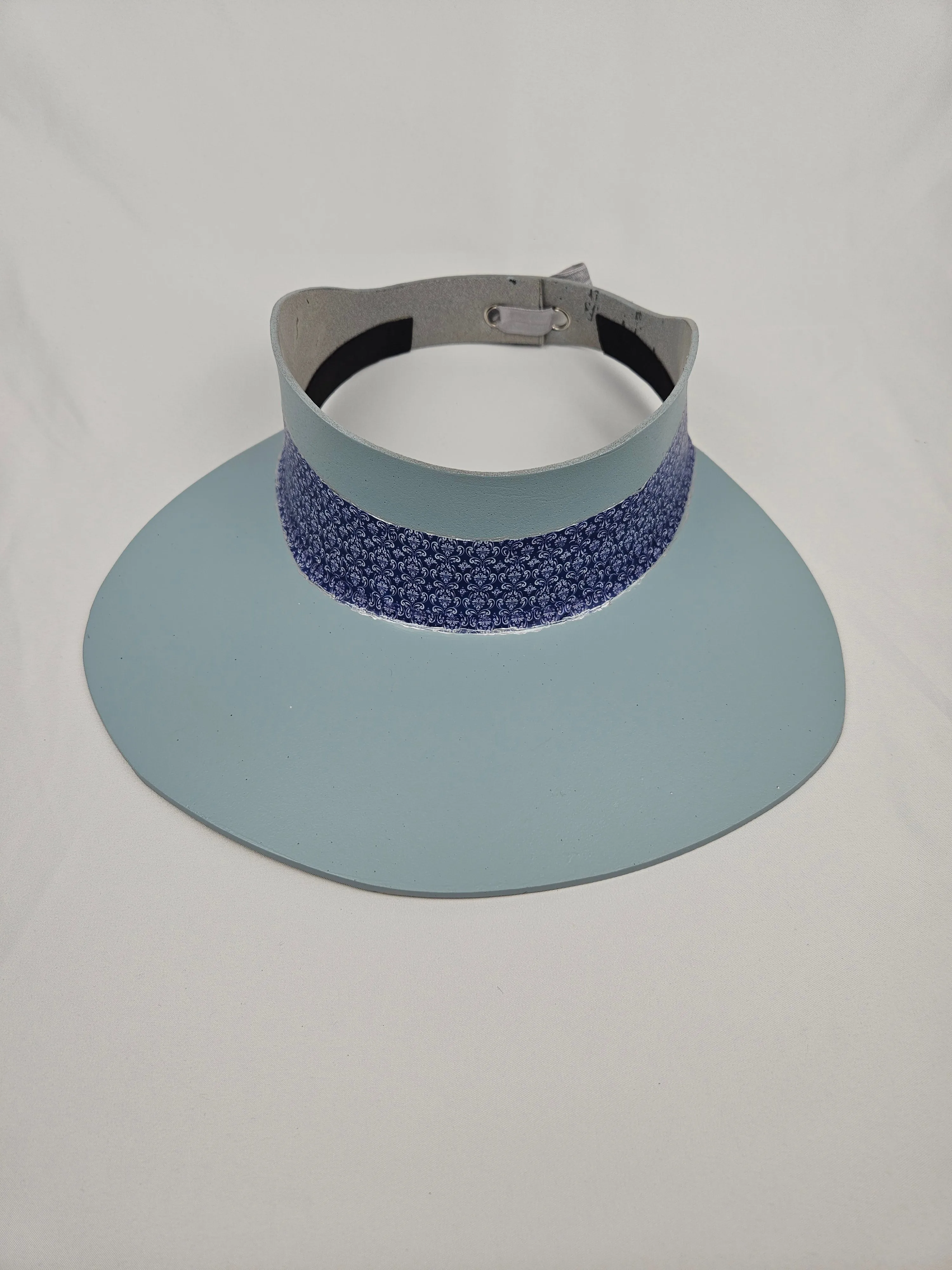 Light Blue "LadyEVA" Visor Hat with Dark Blue Geometric Band
