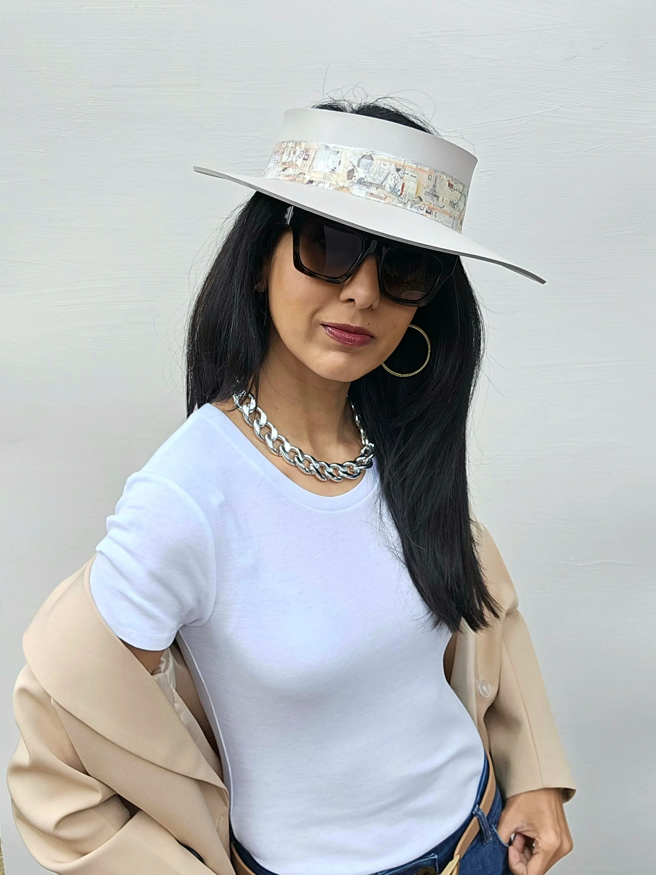 Light Pink "LadyEVA" Visor Hat with Collage Band