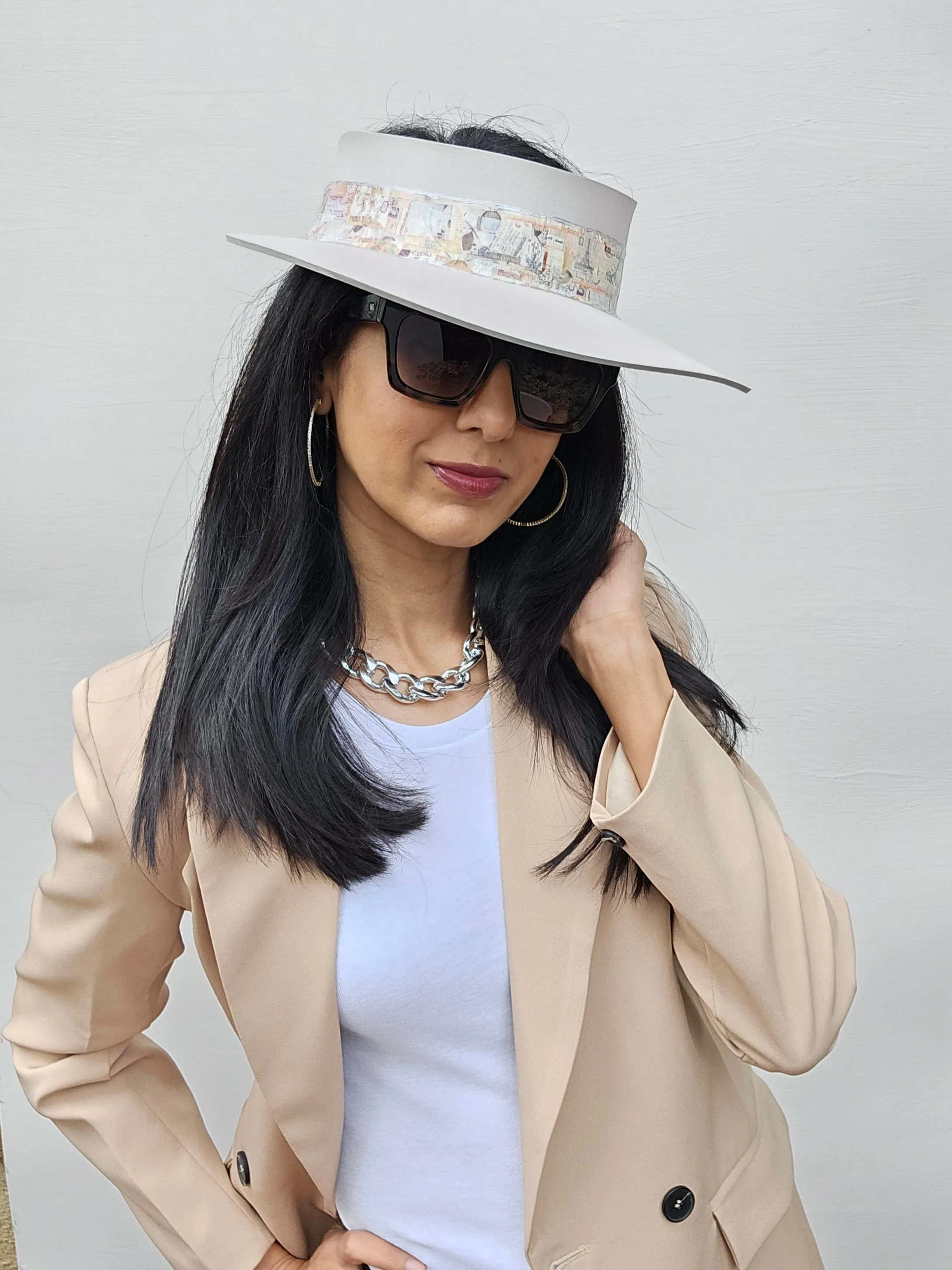 Light Pink "LadyEVA" Visor Hat with Collage Band