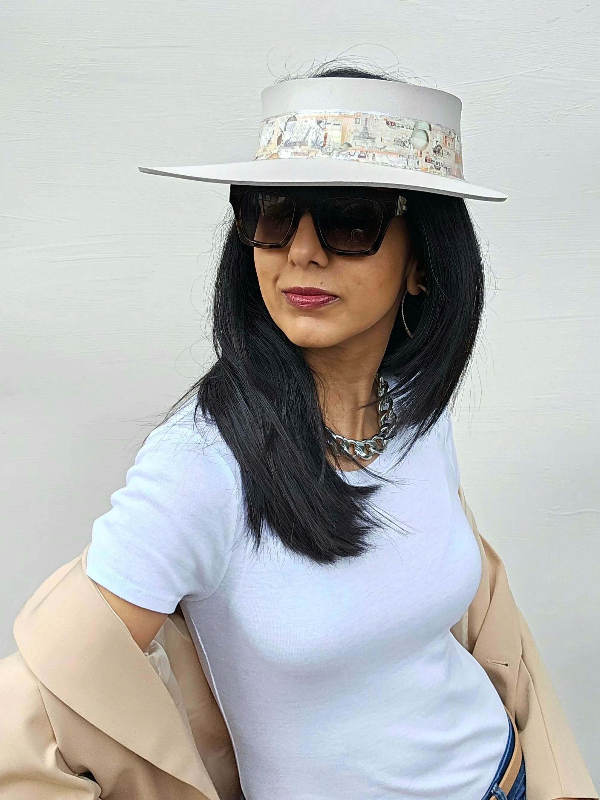 Light Pink "LadyEVA" Visor Hat with Collage Band