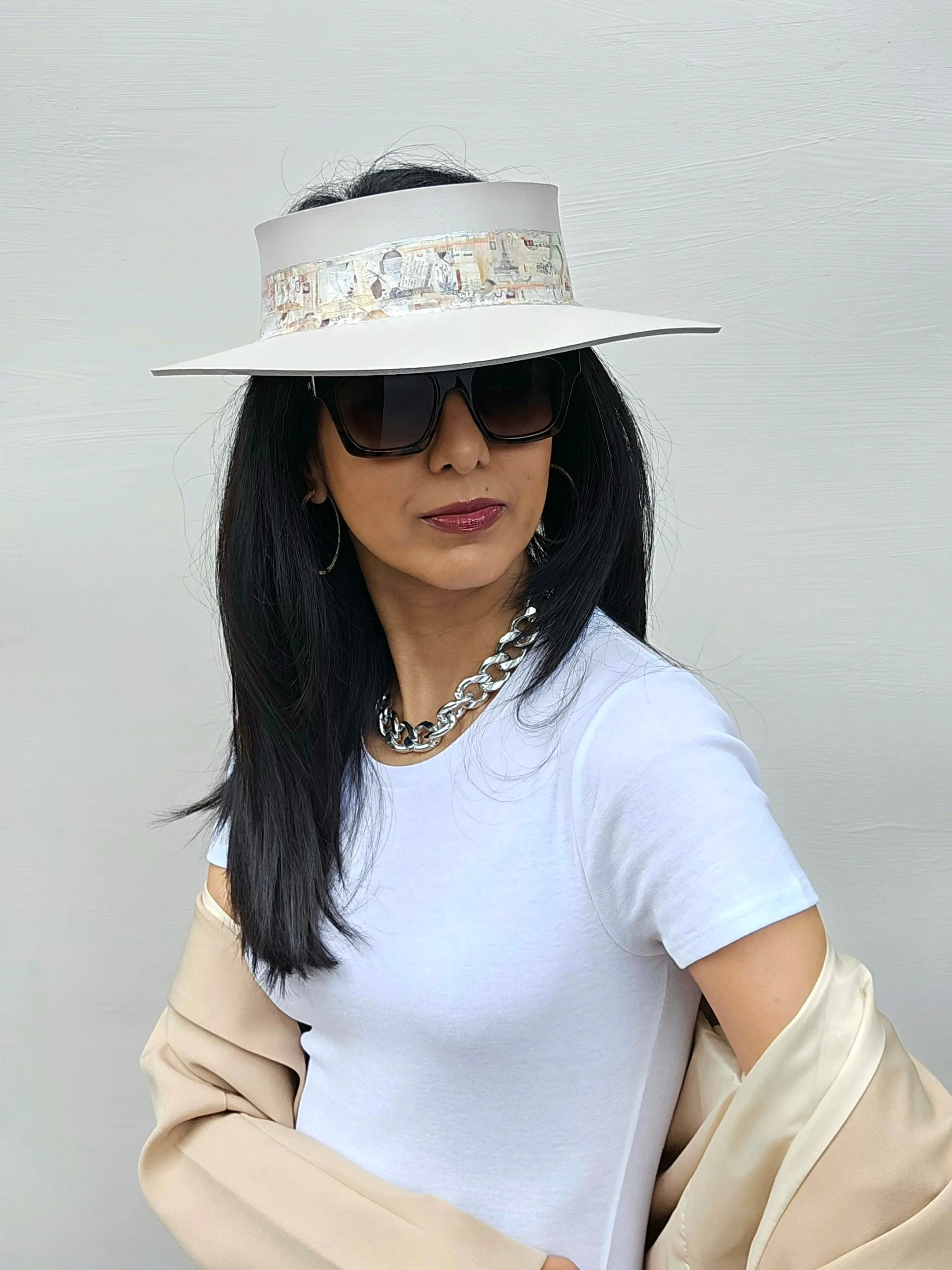Light Pink "LadyEVA" Visor Hat with Collage Band